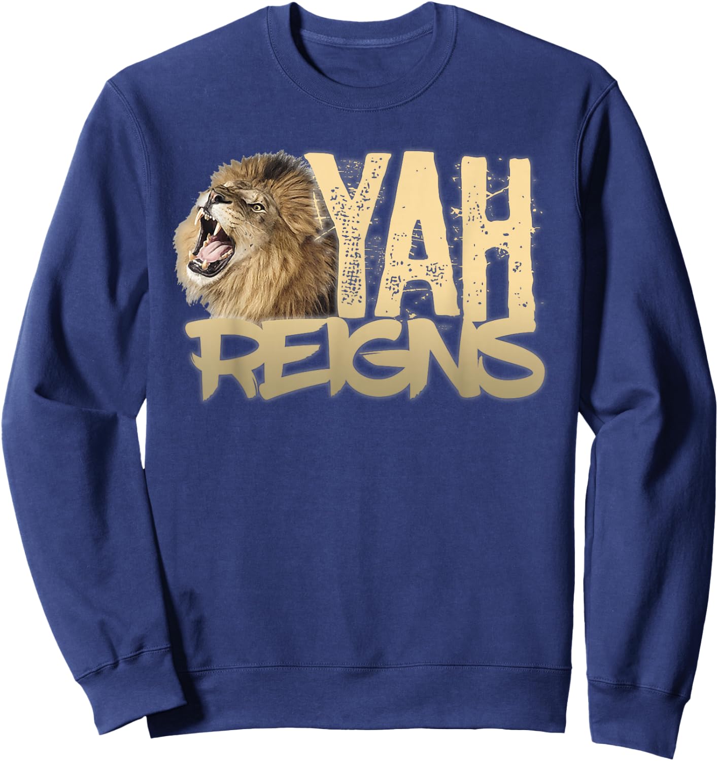 Hebrew Israelite Clothing Judah Yah Reigns Torah Lion Bible Sweatshirt - Sweatshirt | Navy