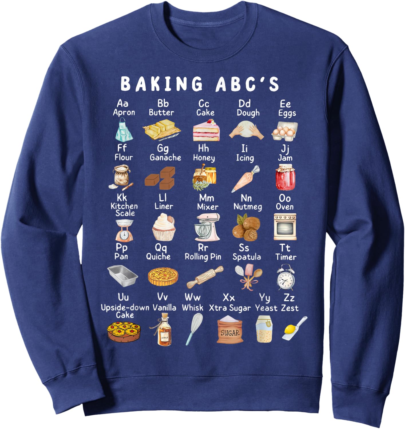 Baking Alphabet ABCs Funny Baker Chef Baking Lover Sweatshirt - Sweatshirt | Navy