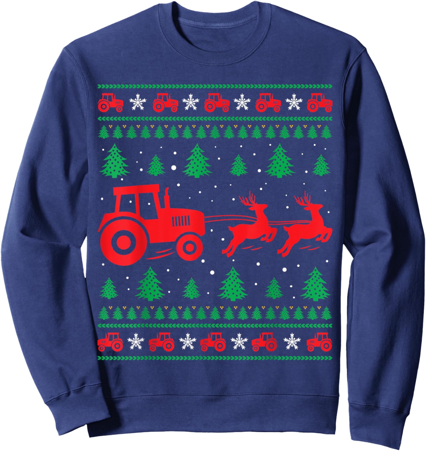 Tractor Riding Reindeers Farmers Ugly Christmas Sweater Boys Sweatshirt - Sweatshirt | Navy
