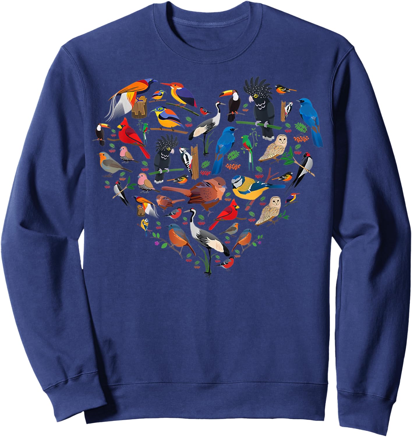 Birds lover heart Bird Watching men women kid Sweatshirt - Sweatshirt | Navy