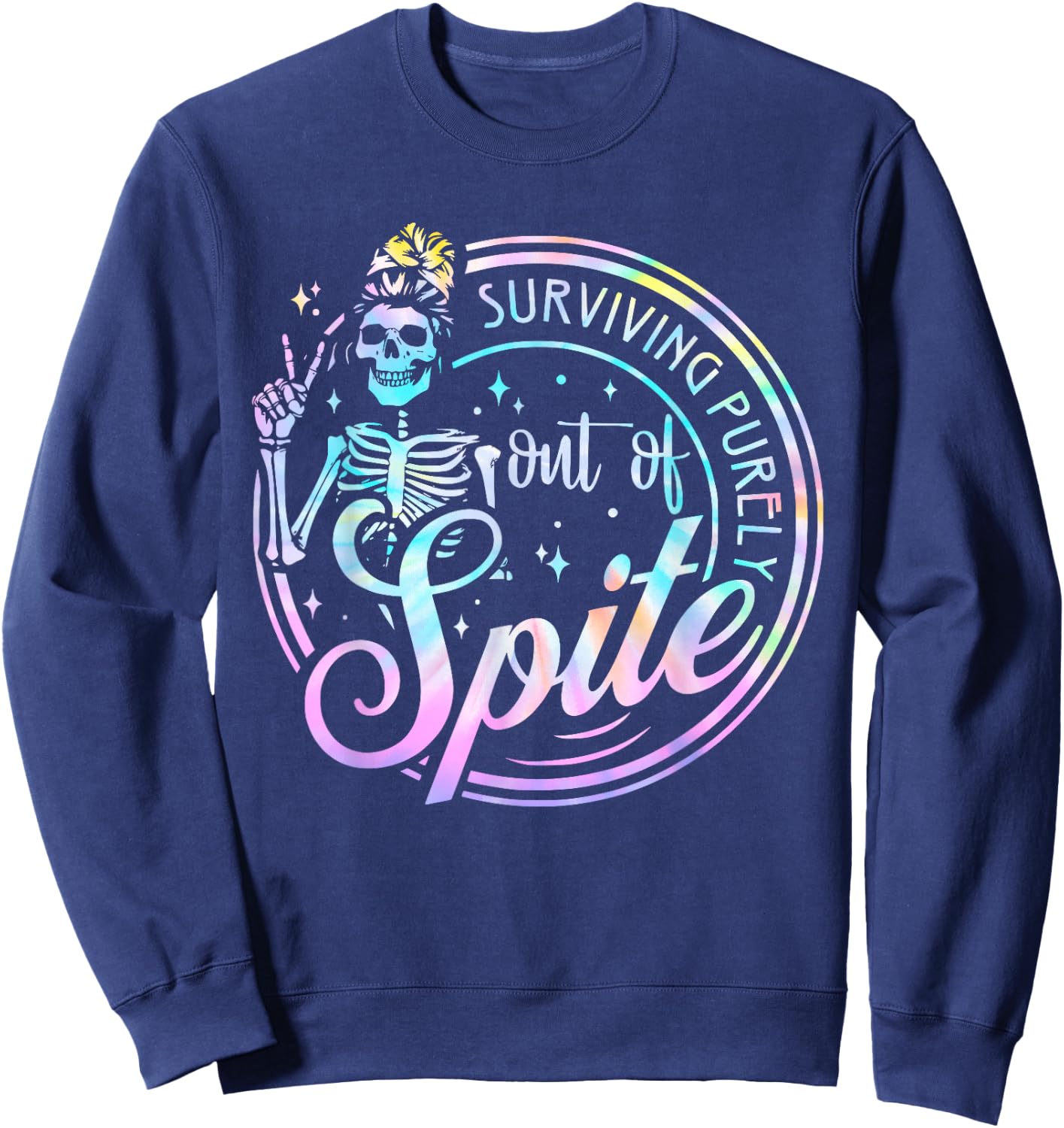 Tie Dye Skull Women Sweatshirt - Sweatshirt | Navy