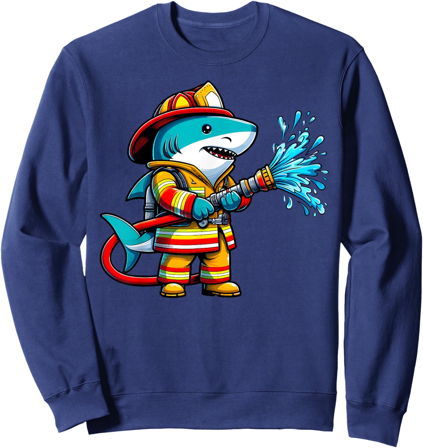 Shark Fireman on Firefighter Shark Kids Boys Sweatshirt - Sweatshirt | Navy