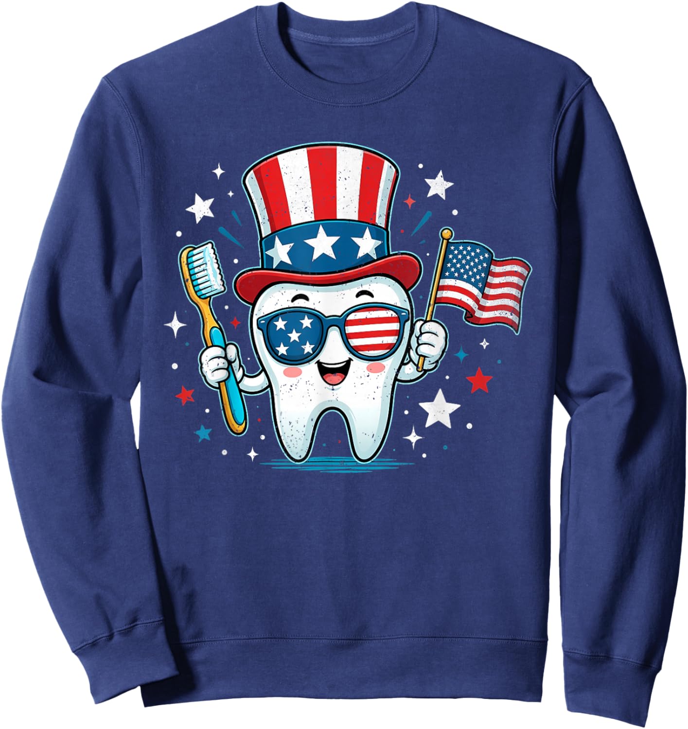 Dentist Dental Patriotic 4th of July USA American Women Kids Sweatshirt - Sweatshirt | Navy