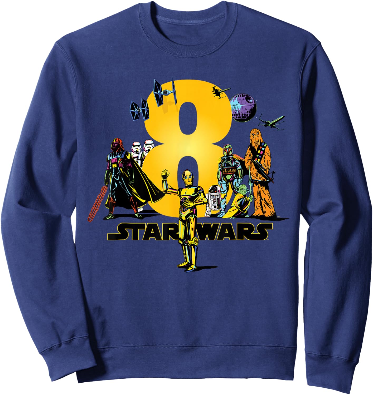 Star Wars Classic Characters Eighth Birthday 8 Years Old Sweatshirt - Sweatshirt | Navy