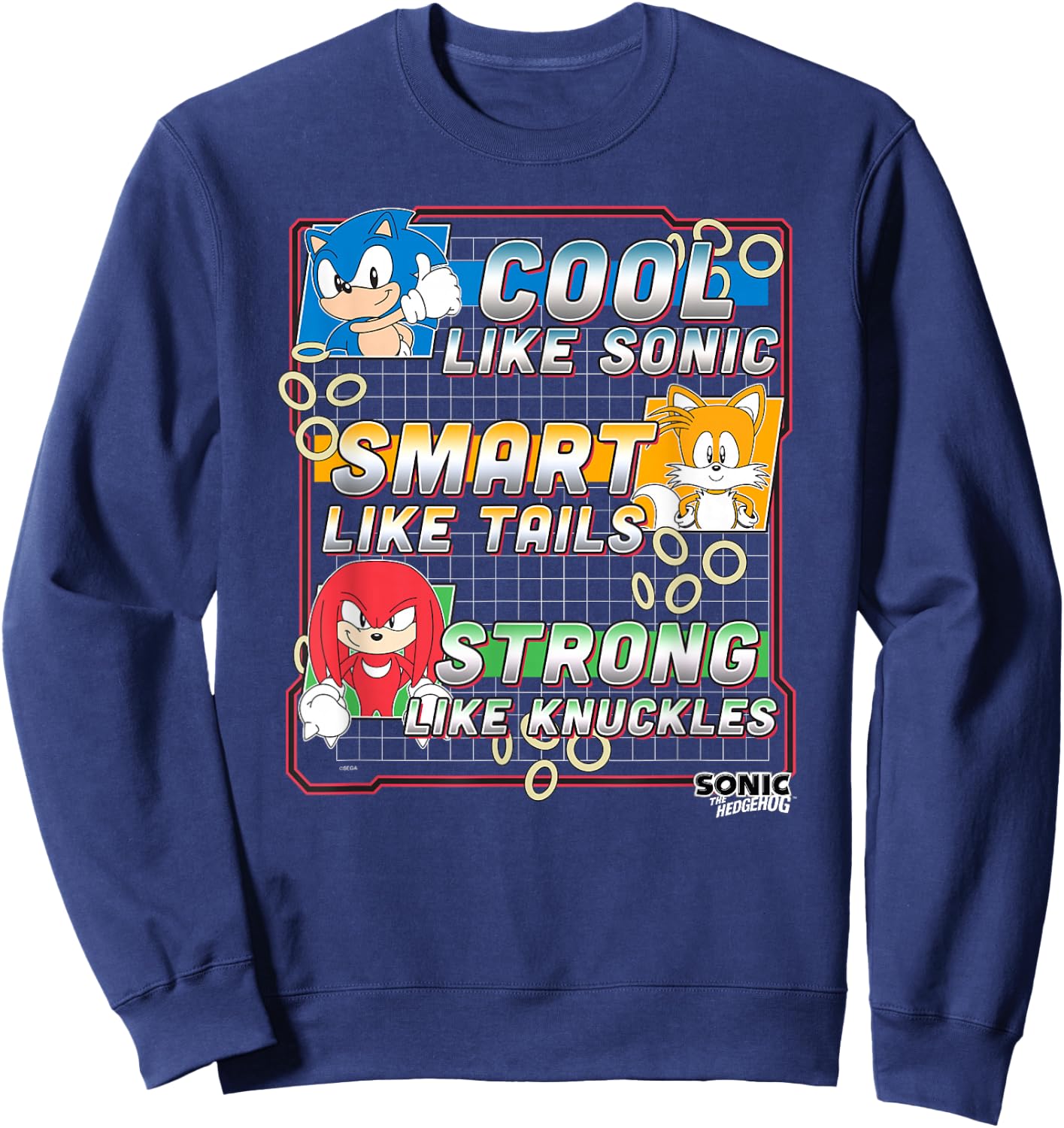 Sonic The Hedgehog Father's Day Cool Smart & Strong Dad Sweatshirt - Sweatshirt | Navy