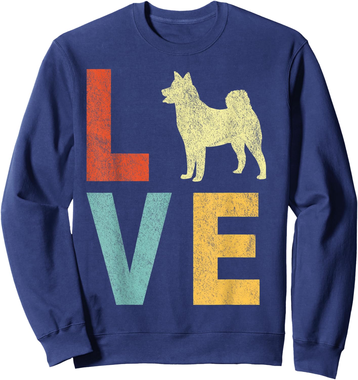 Love Huskies Husky Mom Husky Dad Retro Vintage Husky Dog Sweatshirt - Sweatshirt | Navy