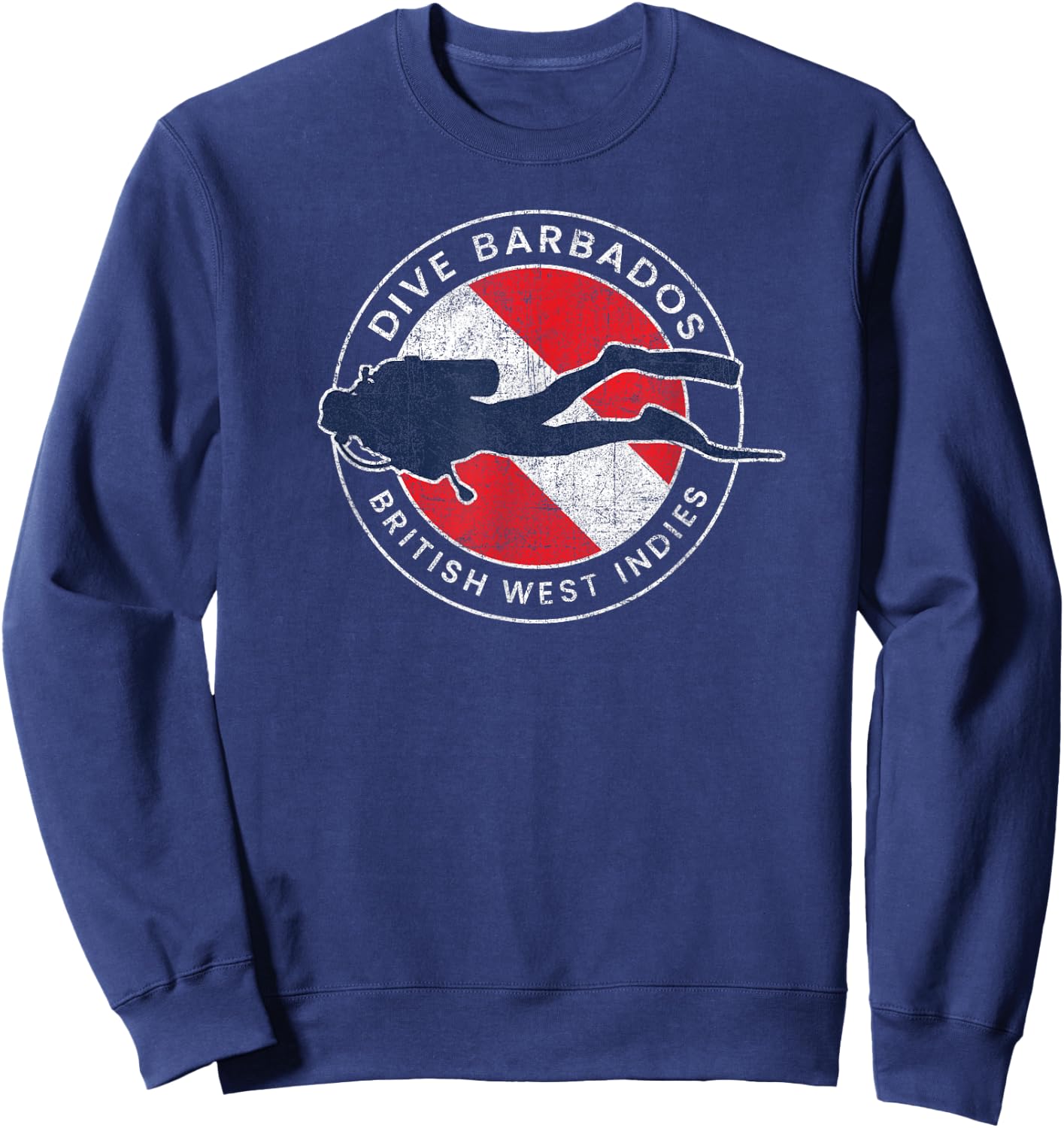 Retro Dive Barbados Scuba Diver Vintage Dive Flag Sweatshirt - Sweatshirt | Navy