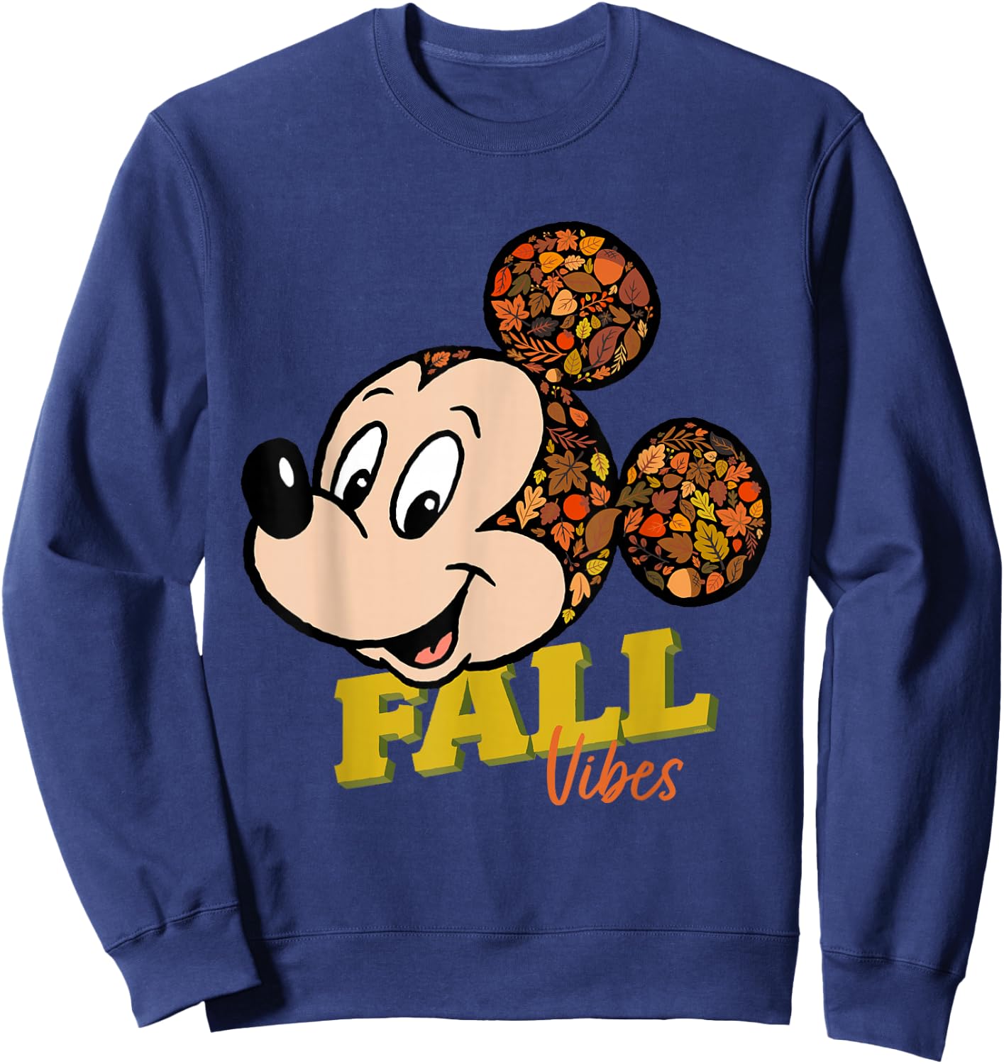 Disney Mickey Mouse Fall Vibes Autumn Leaves Sweatshirt - Sweatshirt | Navy