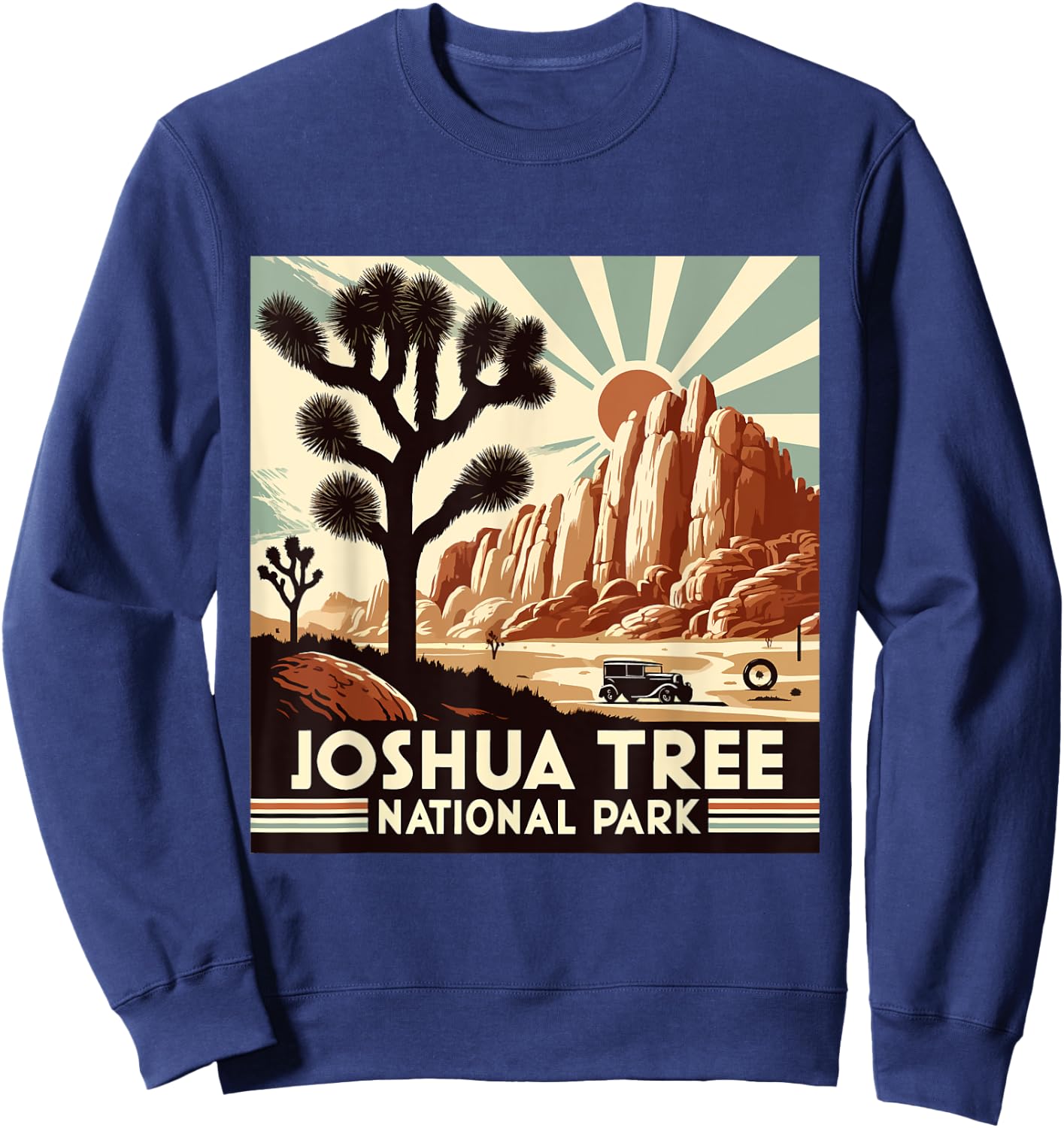 Joshua Tree National Park Vintage Hiking Camping Outdoor Sweatshirt - Sweatshirt | Navy
