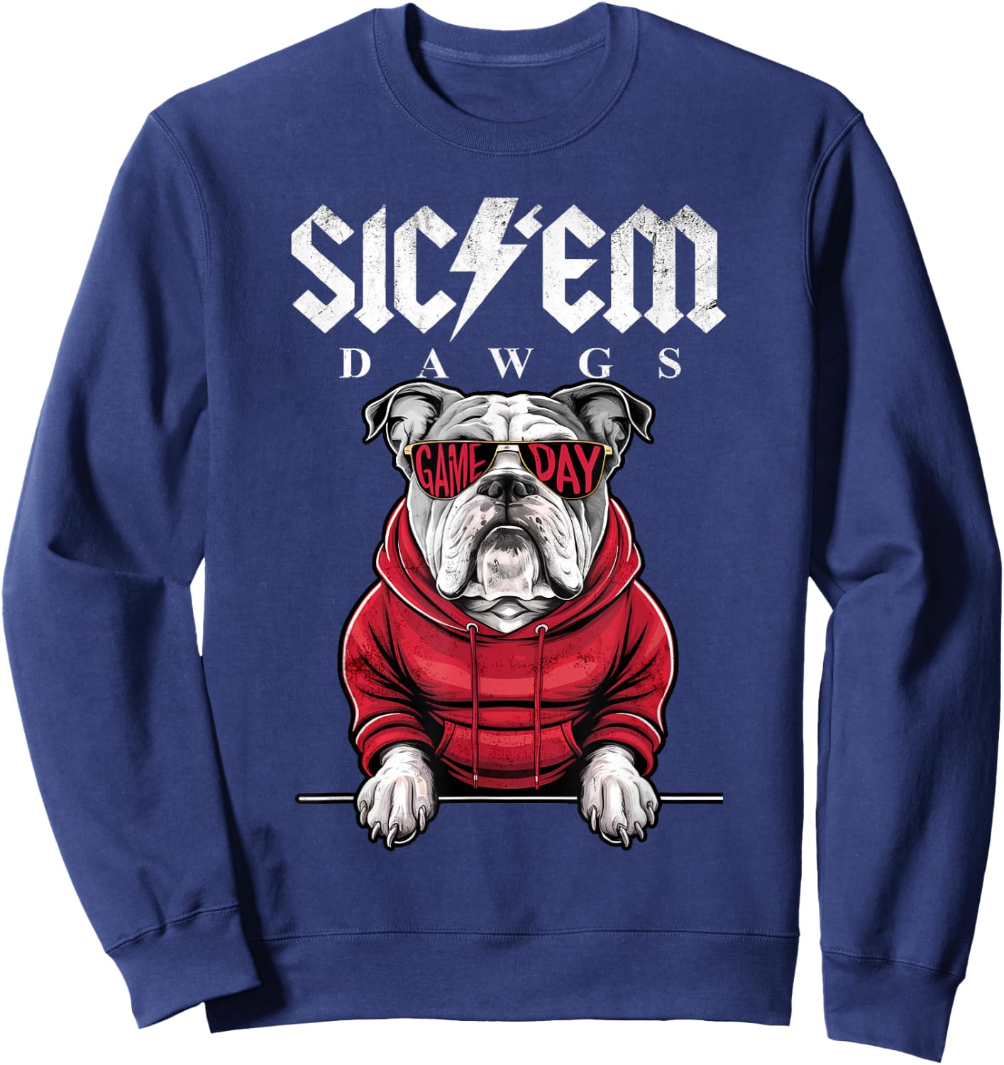 I Love Bulldog Proud Name Vintage Game Day Funny Dog Animal Sweatshirt - Sweatshirt | Navy