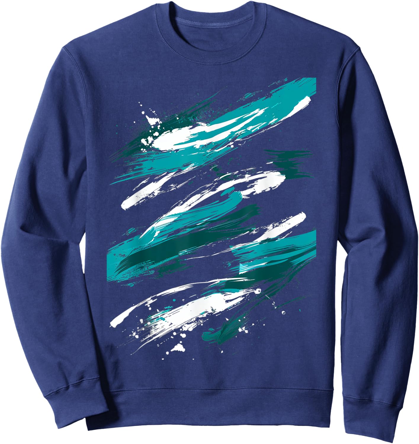 Teal And Black Brush Strokes Graphic Sweatshirt - Sweatshirt | Navy