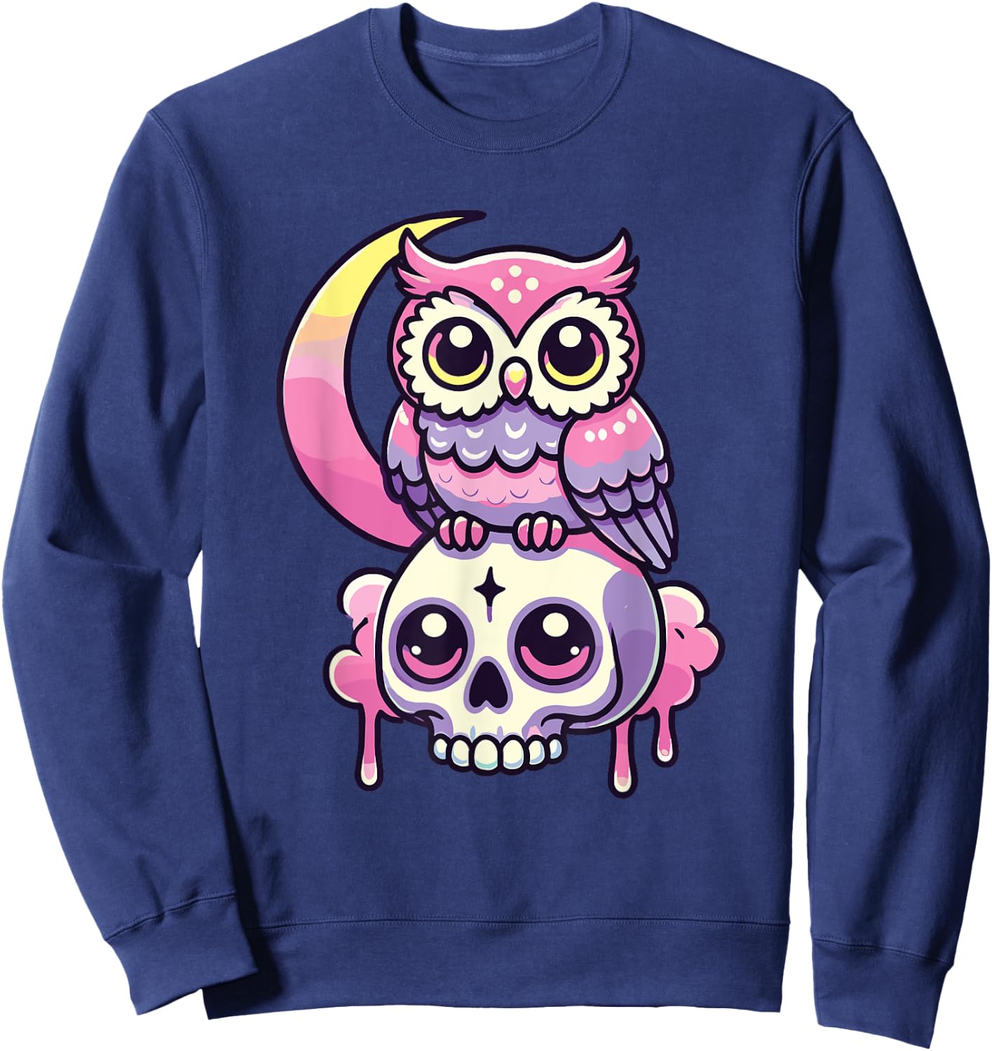 Kawaii Gothic Owl Pastel Colors Gothic Goth Owl Sweatshirt - Sweatshirt | Navy