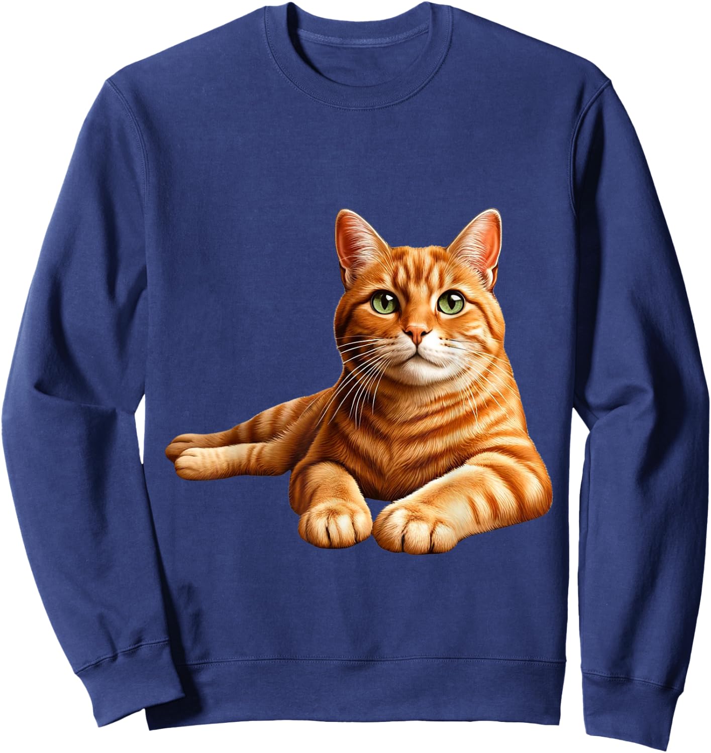 Realistic Orange Tabby Cat Cute Pet Portrait Women Kids Sweatshirt - Sweatshirt | Navy