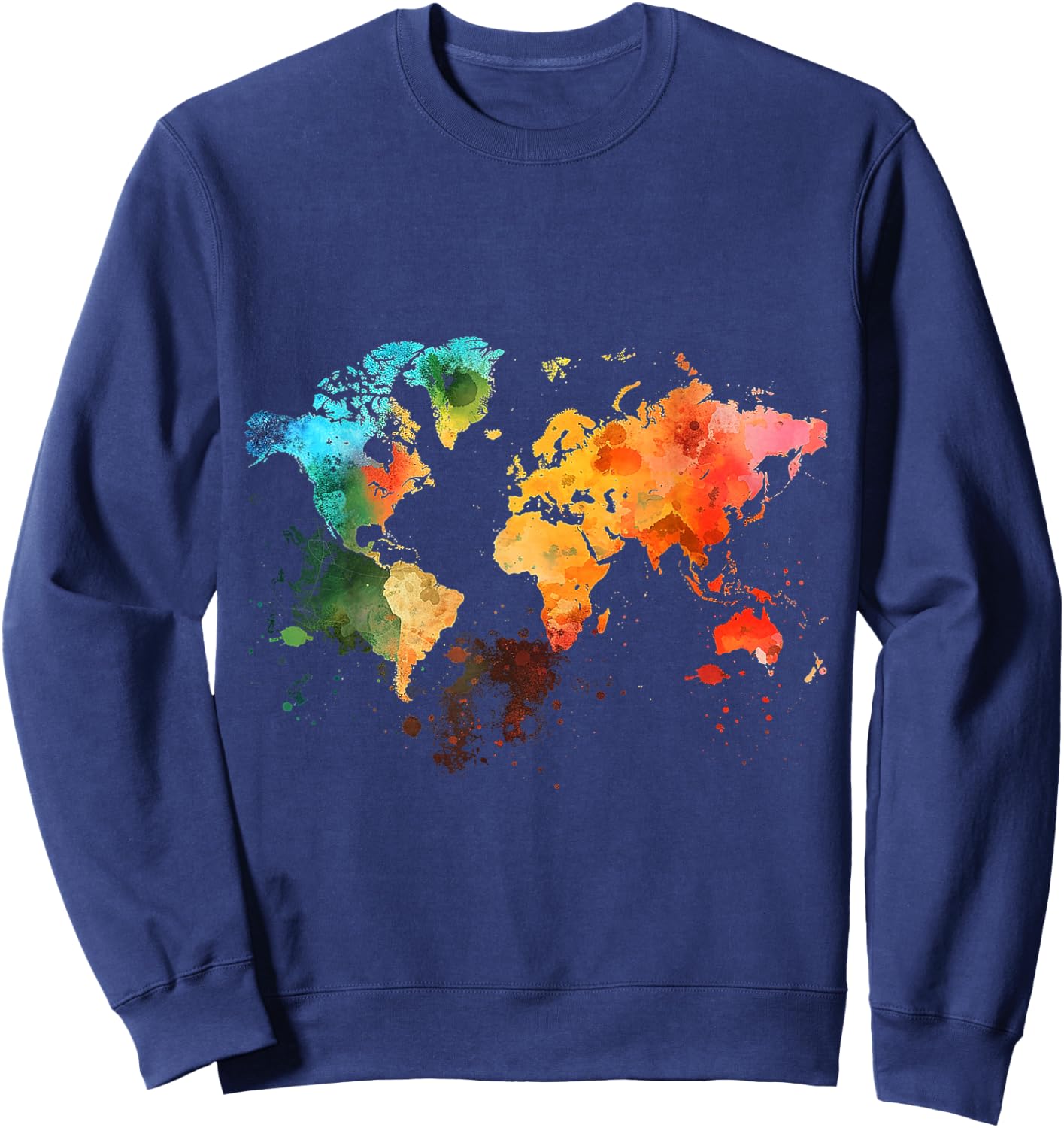 World Map Watercolor Sweatshirt - Sweatshirt | Navy