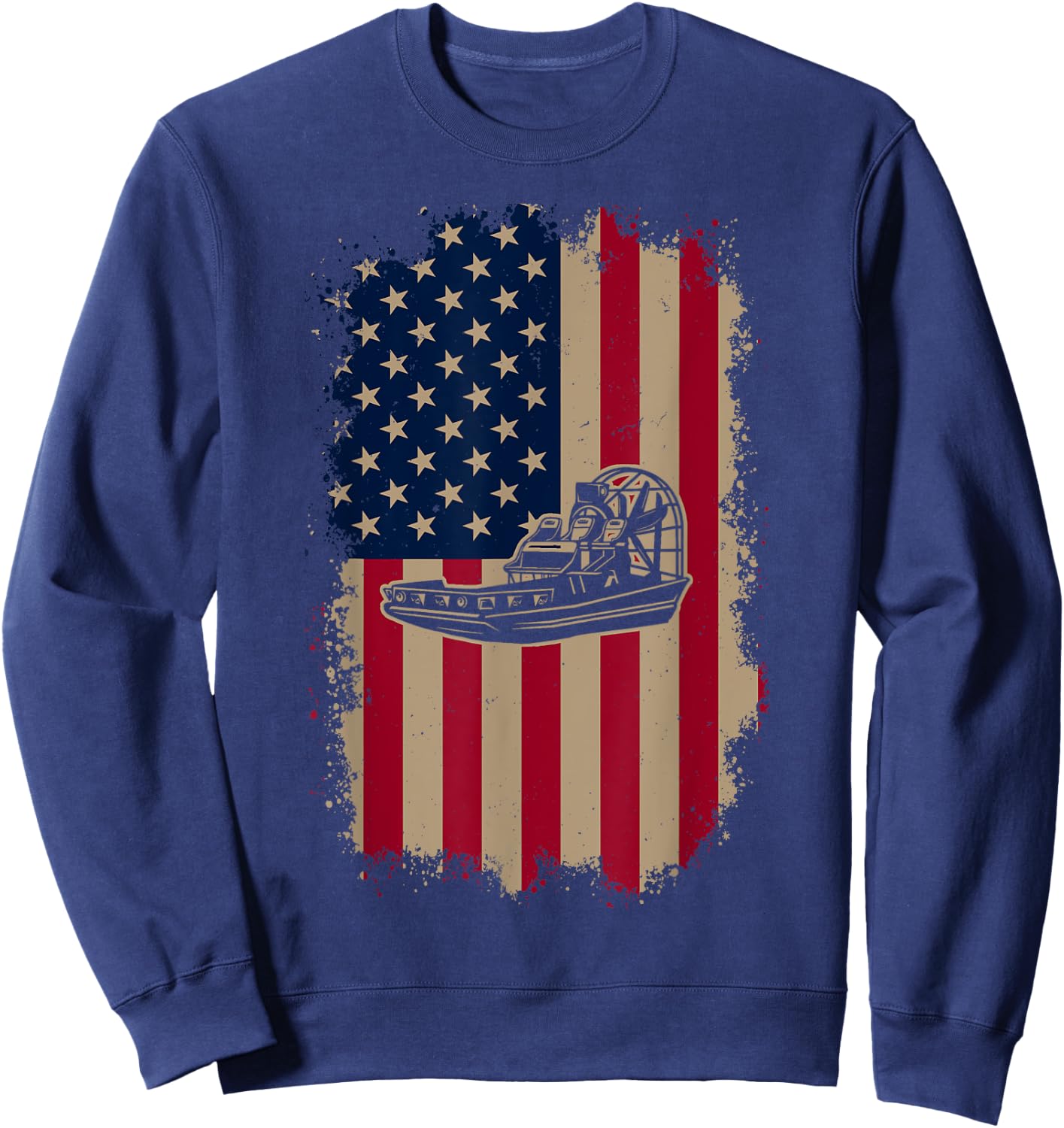 American US Flag Airboat Sweatshirt - Sweatshirt | Navy
