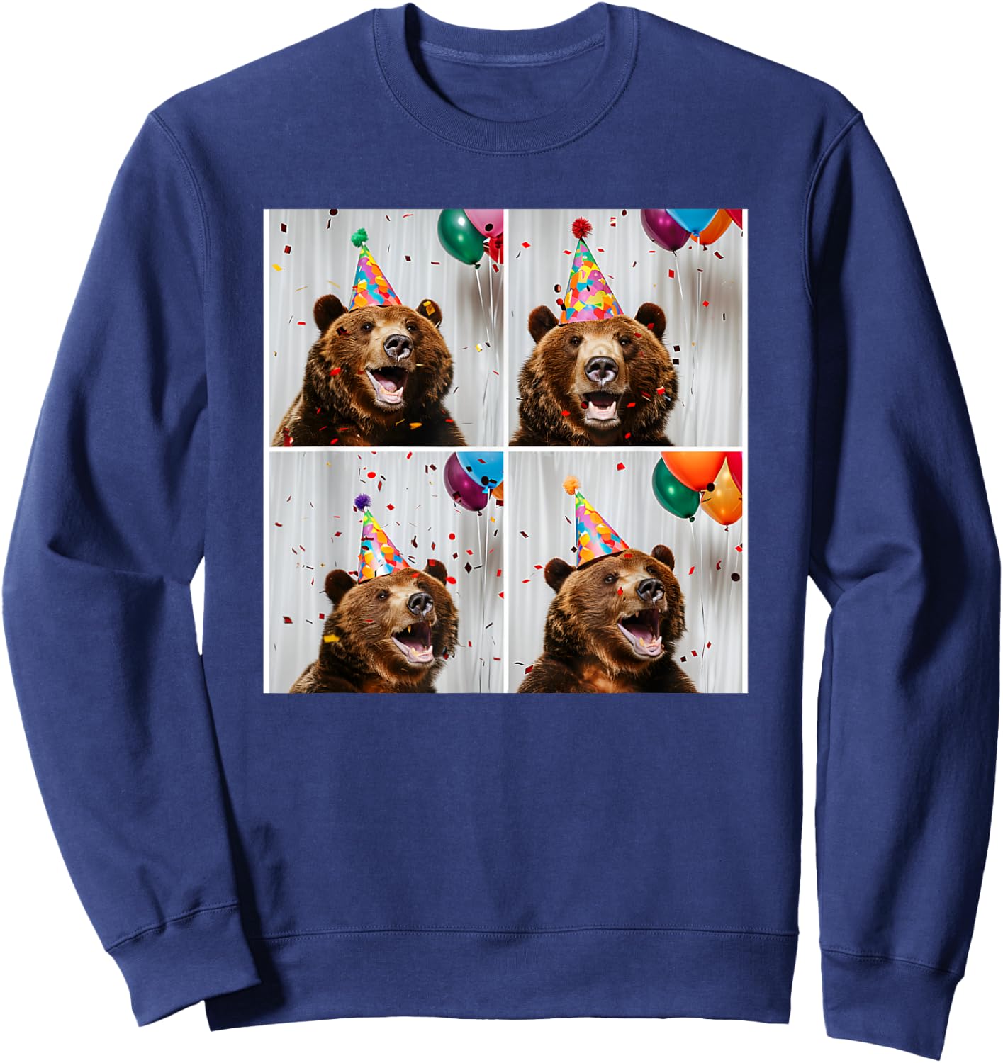Grizzly Bear Lover Zoo Animal Theme Colorful Birthday Bear Sweatshirt - Sweatshirt | Navy