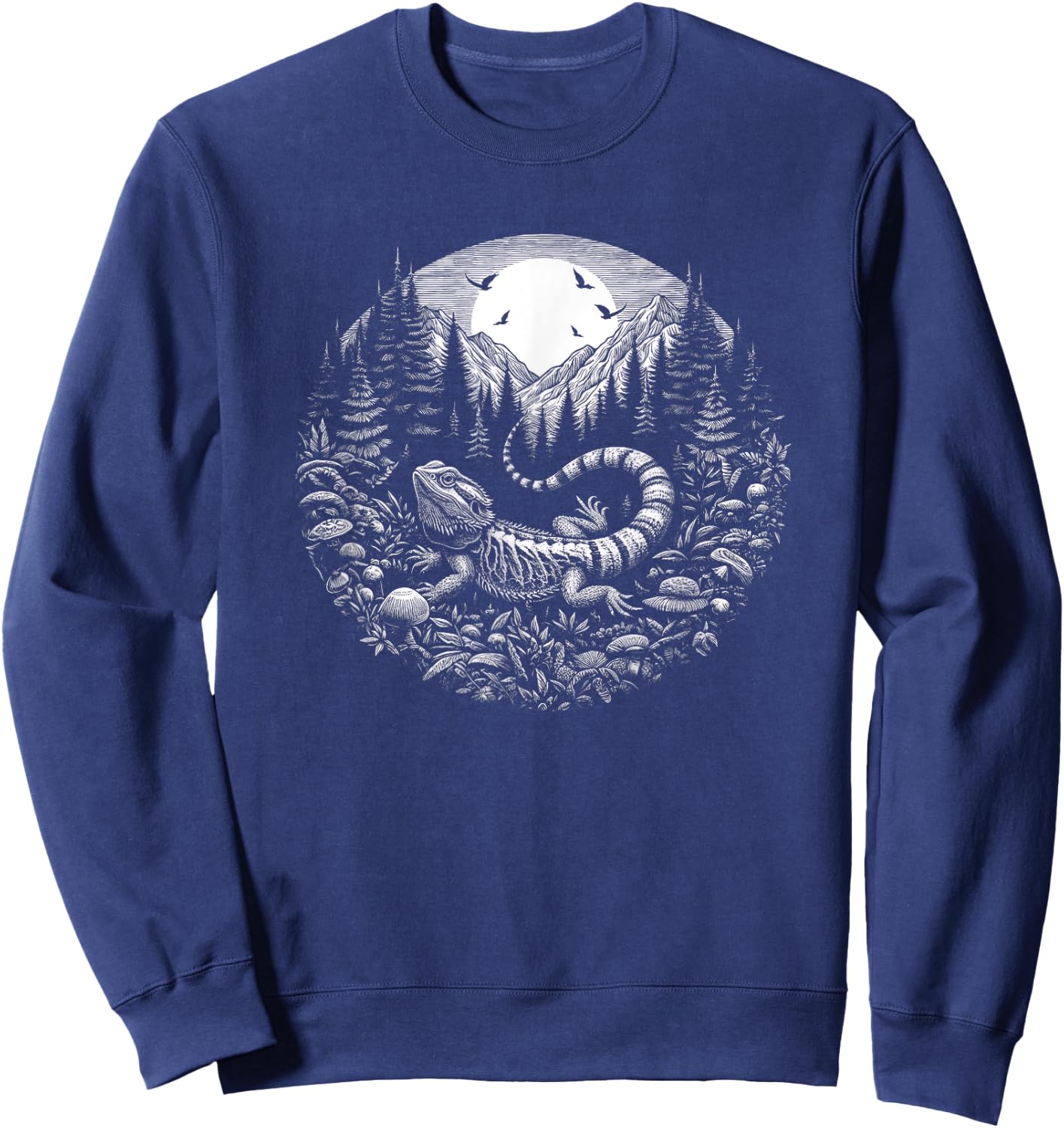Bearded Dragon Art Forest Scene Design And Men Sweatshirt - Sweatshirt | Navy
