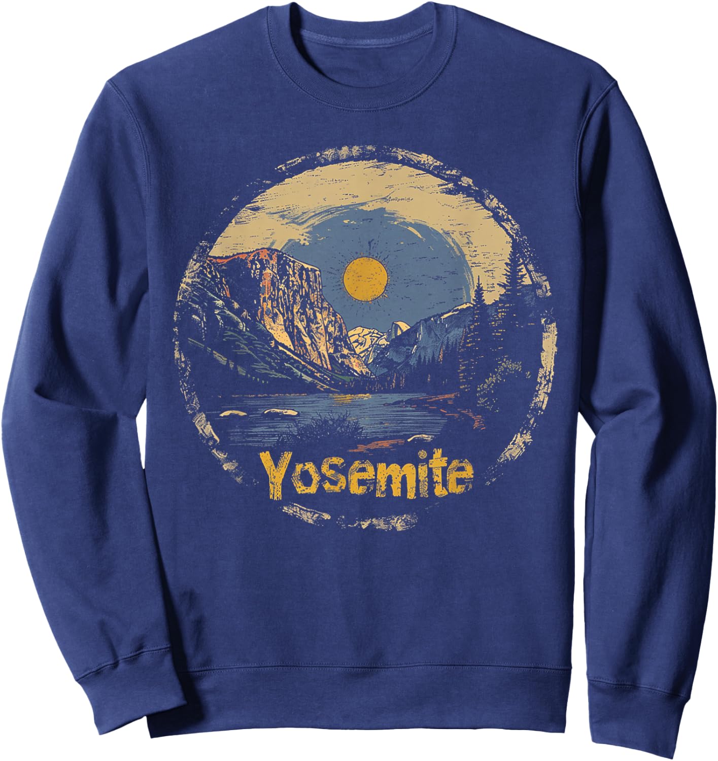 Yosemite - US National Park Vintage Men Women Kids Retro Sweatshirt - Sweatshirt | Navy