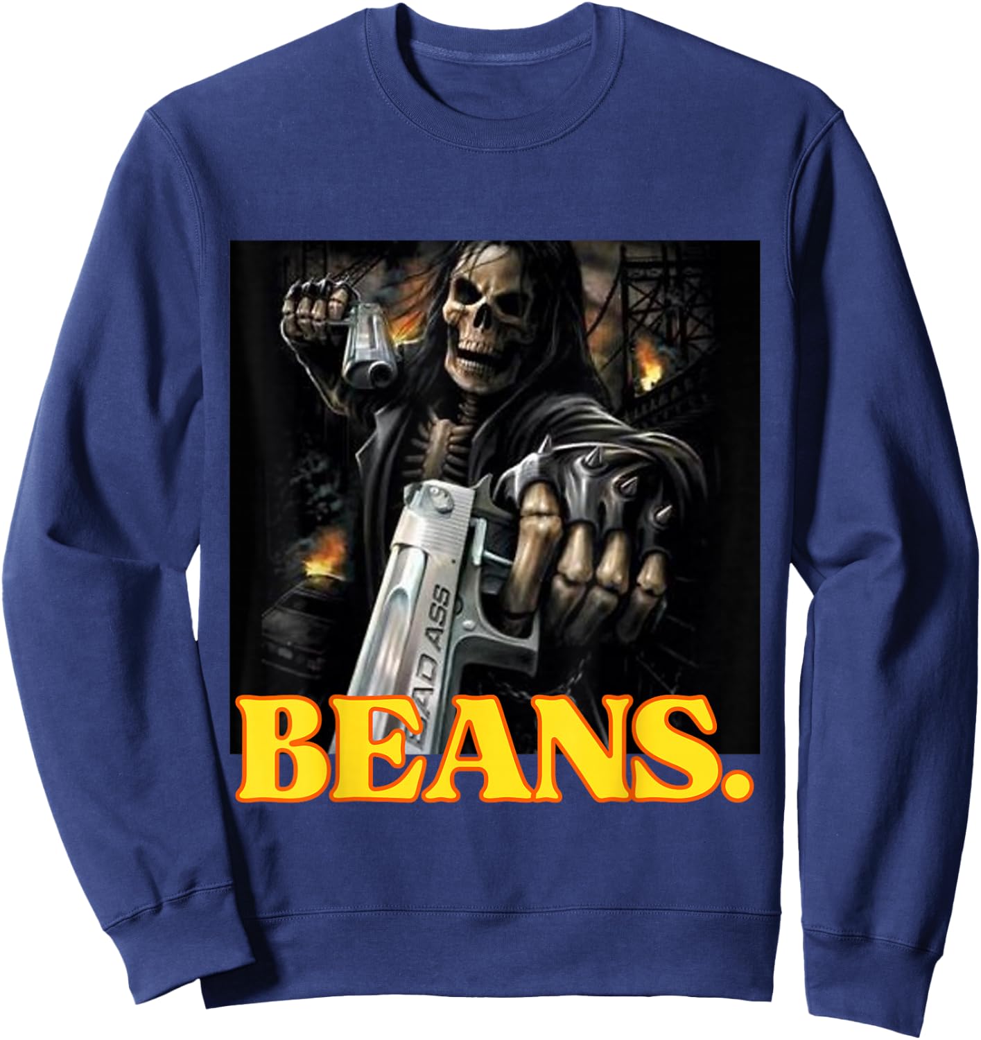 Beans Enjoyer Funny Cringe Hard Skeleton Meme Sweatshirt - Sweatshirt | Navy
