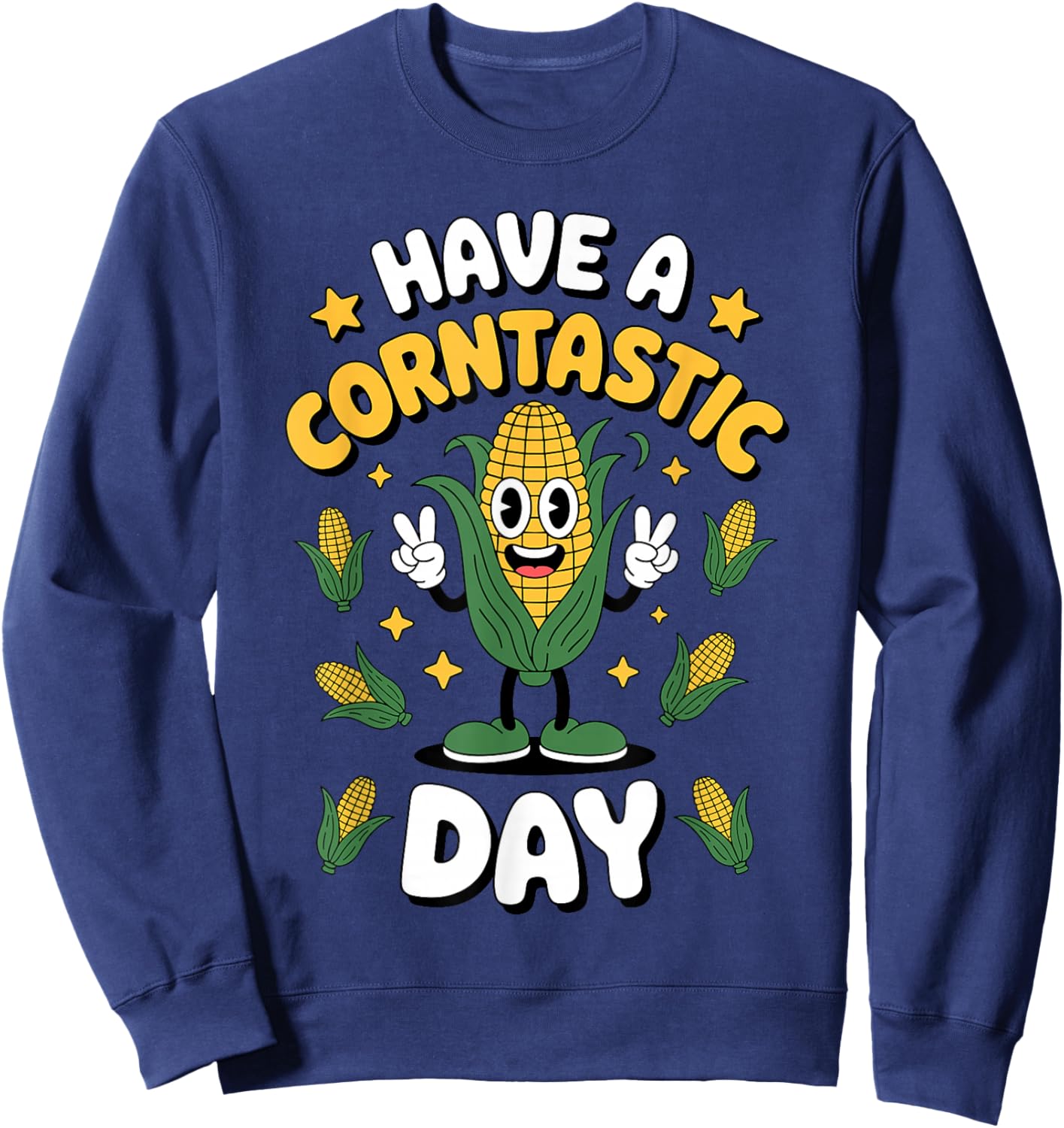 Funny Corn On The Cob Art Women Kids Farmer Corn Sweatshirt - Sweatshirt | Navy