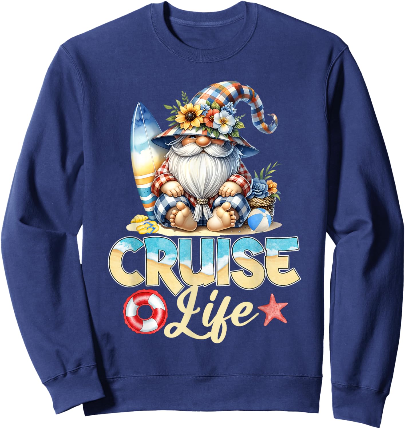 Summer With My Gnomies Vacation Cruise Life Gnome Lover Cute Men Women Kids Sweatshirt - Sweatshirt | Navy