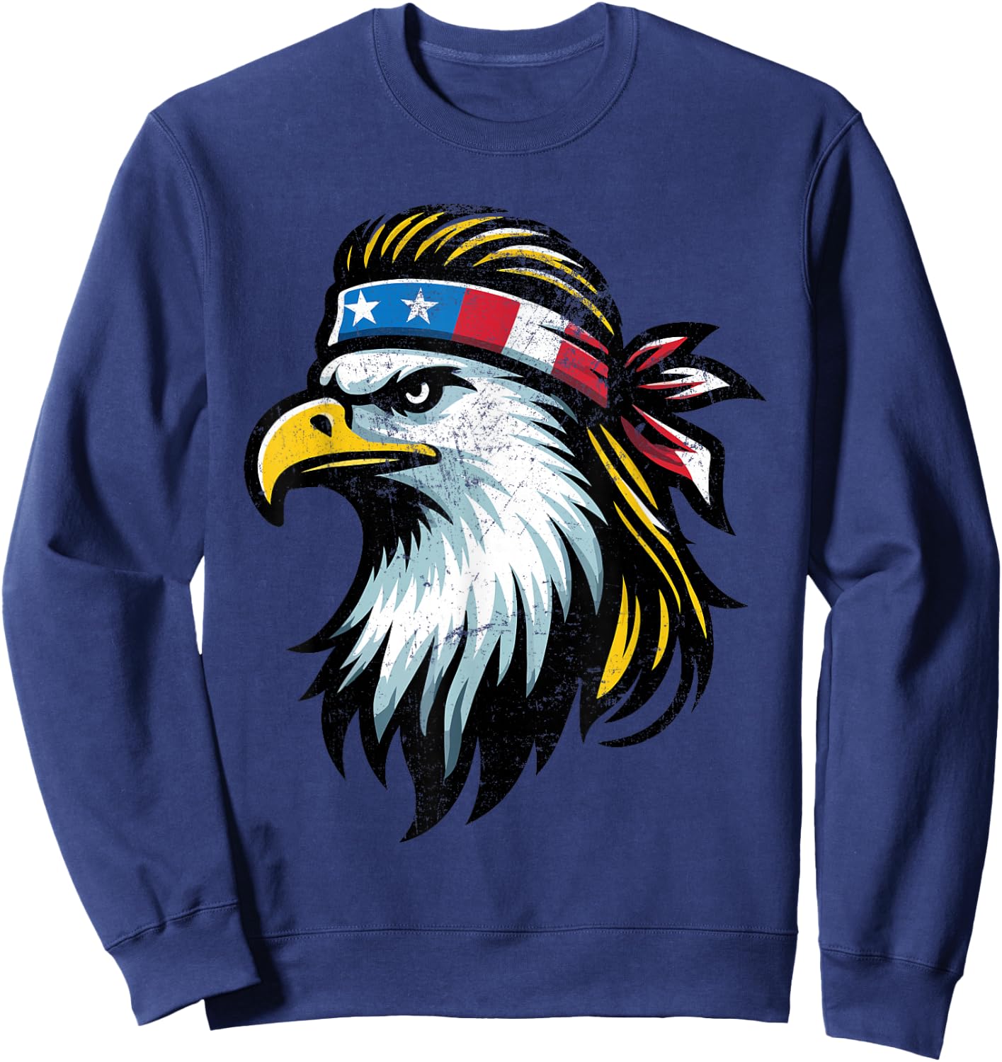 Patriotic USA Eagle Mullet American Flag - 4th of July Women Kids Men Sweatshirt - Sweatshirt | Navy