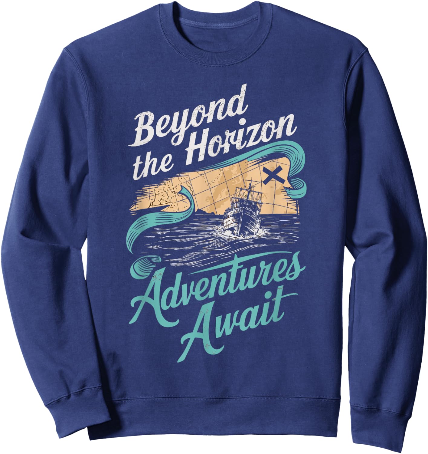 Beyond the Horizon Adventures Await Nautical Sweatshirt - Sweatshirt | Navy