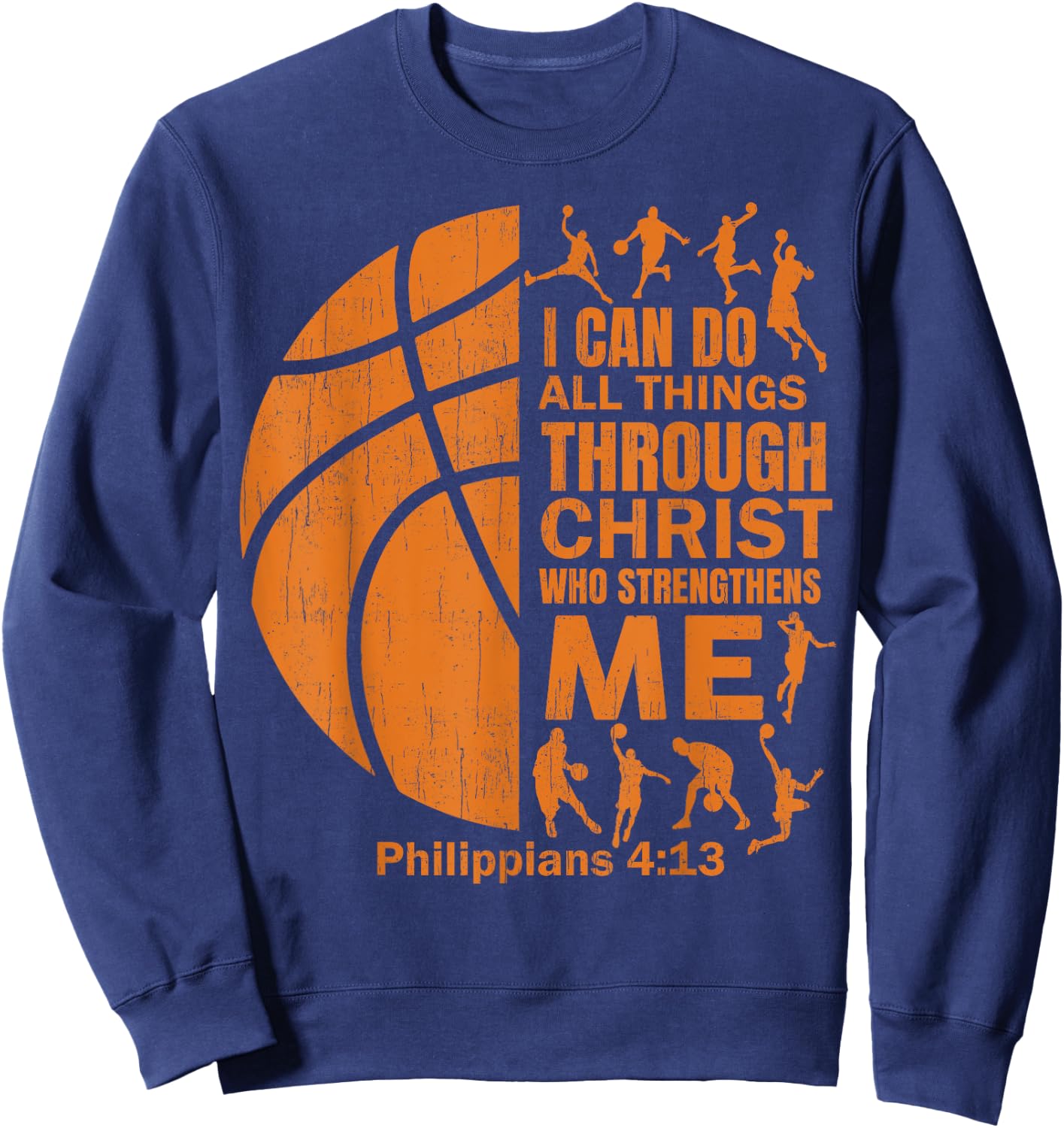 Men Basketball t Shirt Christian Christ Bible Verse Boy Kid Sweatshirt - Sweatshirt | Navy