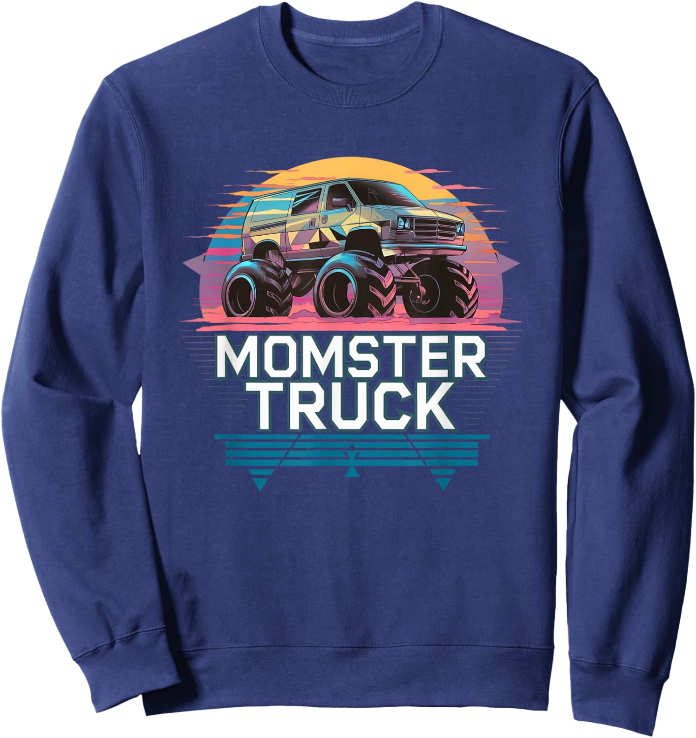 Momster Truck Retro Van Cool Mom School Drop Off Sweatshirt - Sweatshirt | Navy