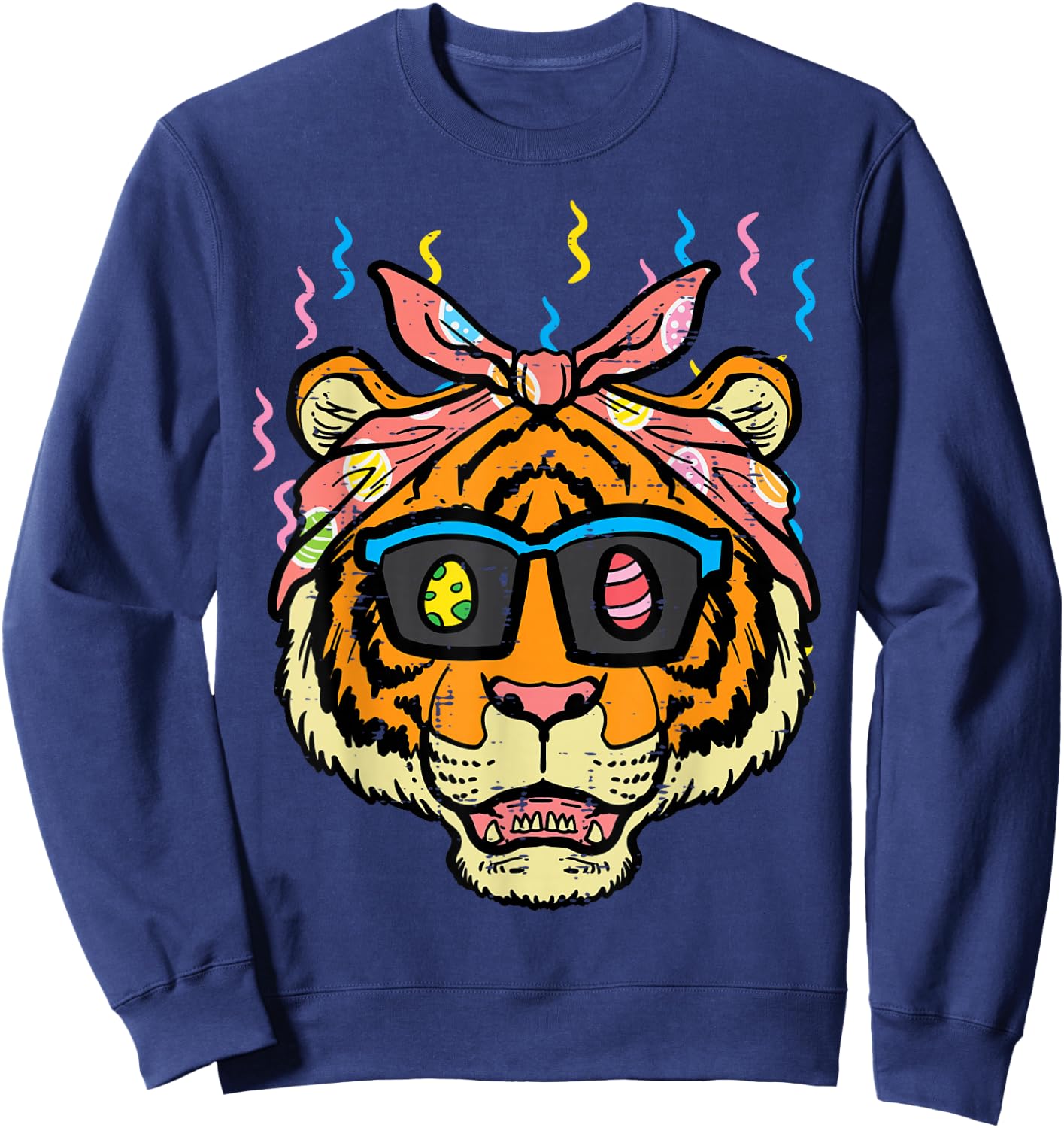 Easter Tiger Face Eggs Hunting Animal Women Girls Kids Men Sweatshirt - Sweatshirt | Navy