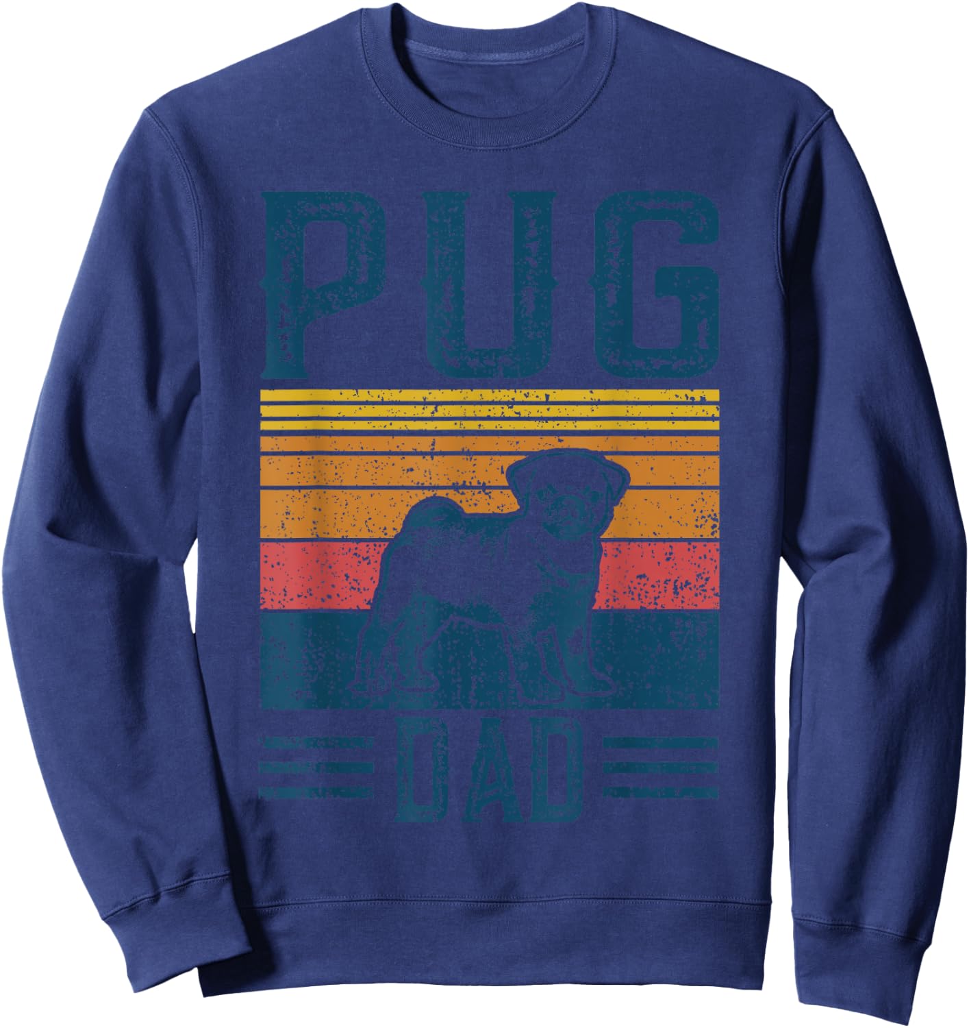 Dog | Pug Papa - Vintage Pug Dad Sweatshirt - Sweatshirt | Navy