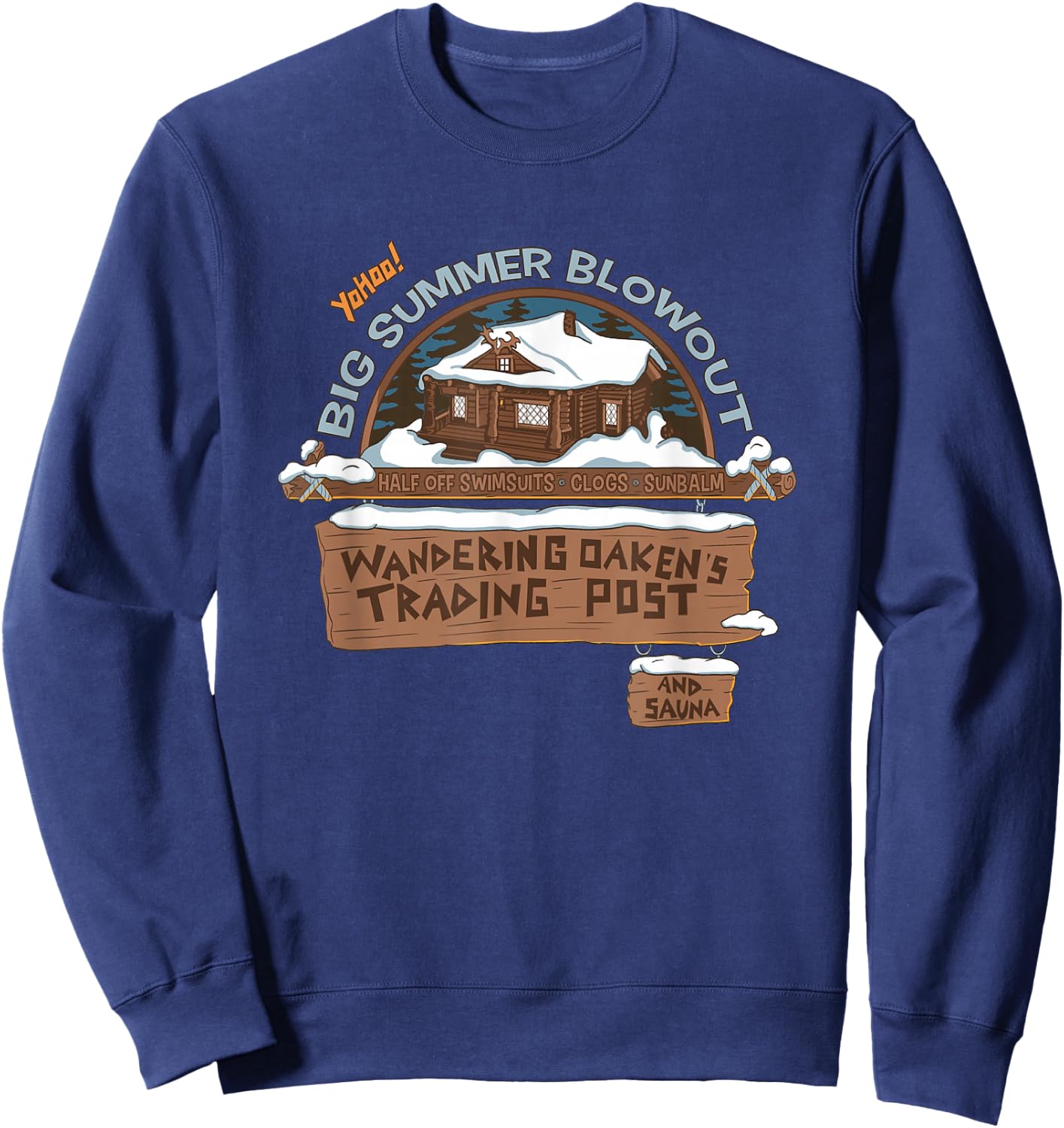 Disney Frozen Wandering Oaken's Trading Post Vintage Logo Sweatshirt - Sweatshirt | Navy