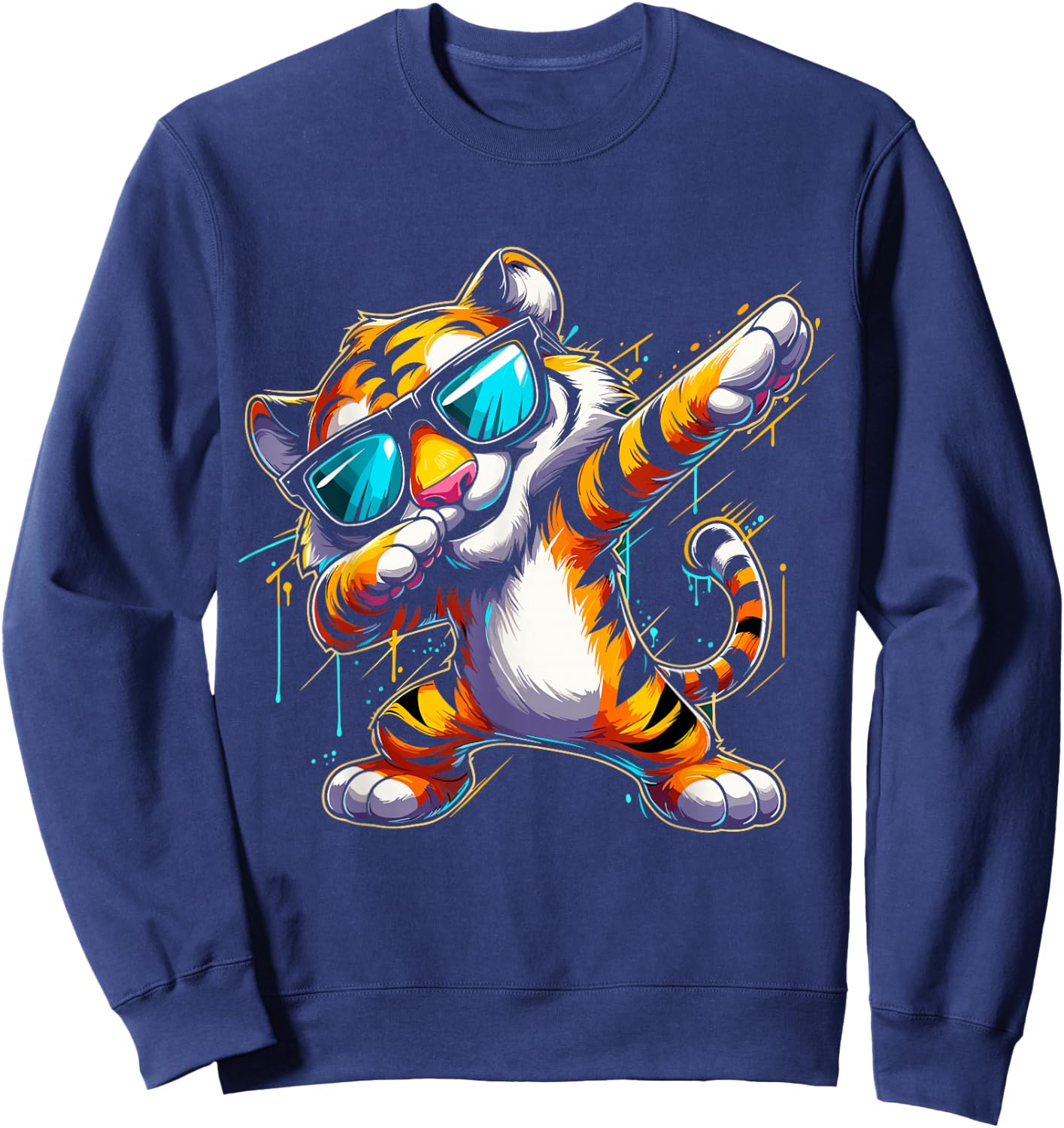 Dabbing Tiger With Sunglasses Cool Dabbing Tiger Sweatshirt - Sweatshirt | Navy