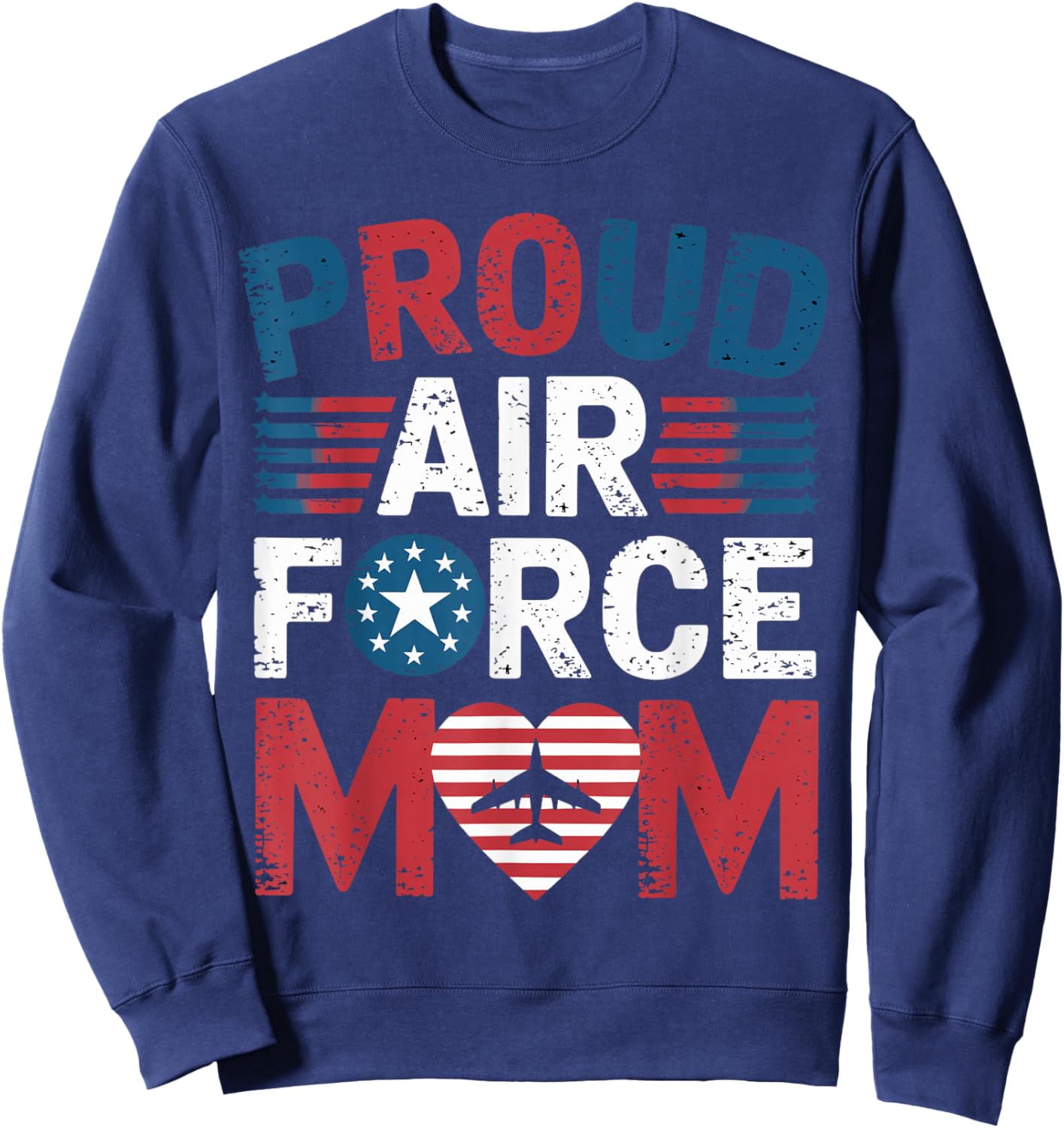 Proud Air Force Mom Flag Mom Airforce Air Force Mom Sweatshirt - Sweatshirt | Navy