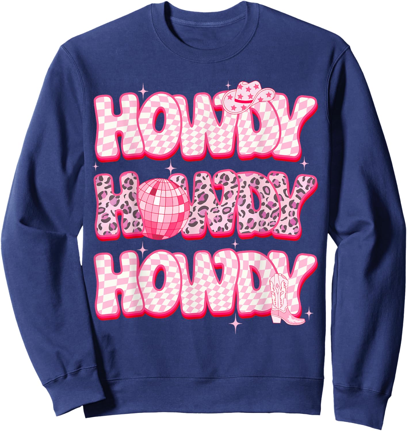 Disco Howdy Western Rodeo Girl Country Pink Cowgirl Leopard Sweatshirt - Sweatshirt | Navy