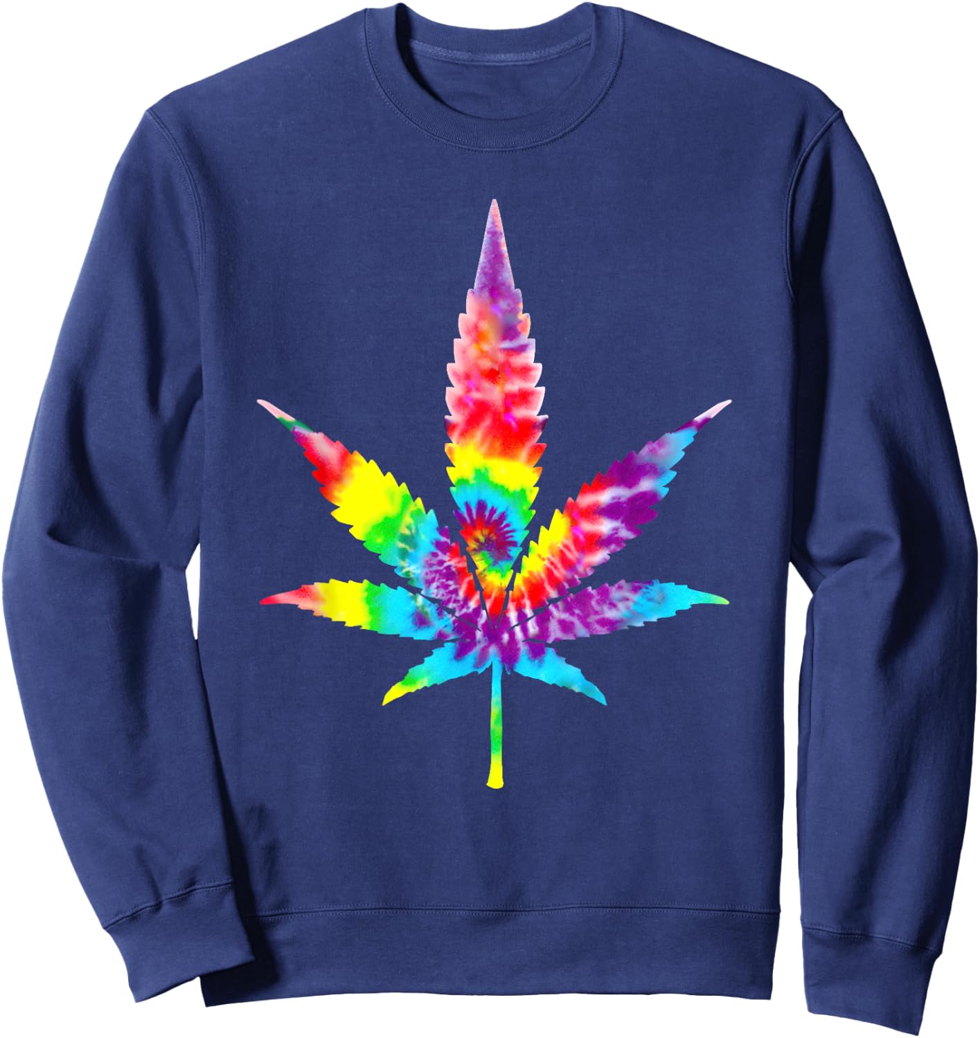 Tie Dye Weed Magic Mushrooms Cannabis 420 Trippy Hippie Gift Sweatshirt - Sweatshirt | Navy