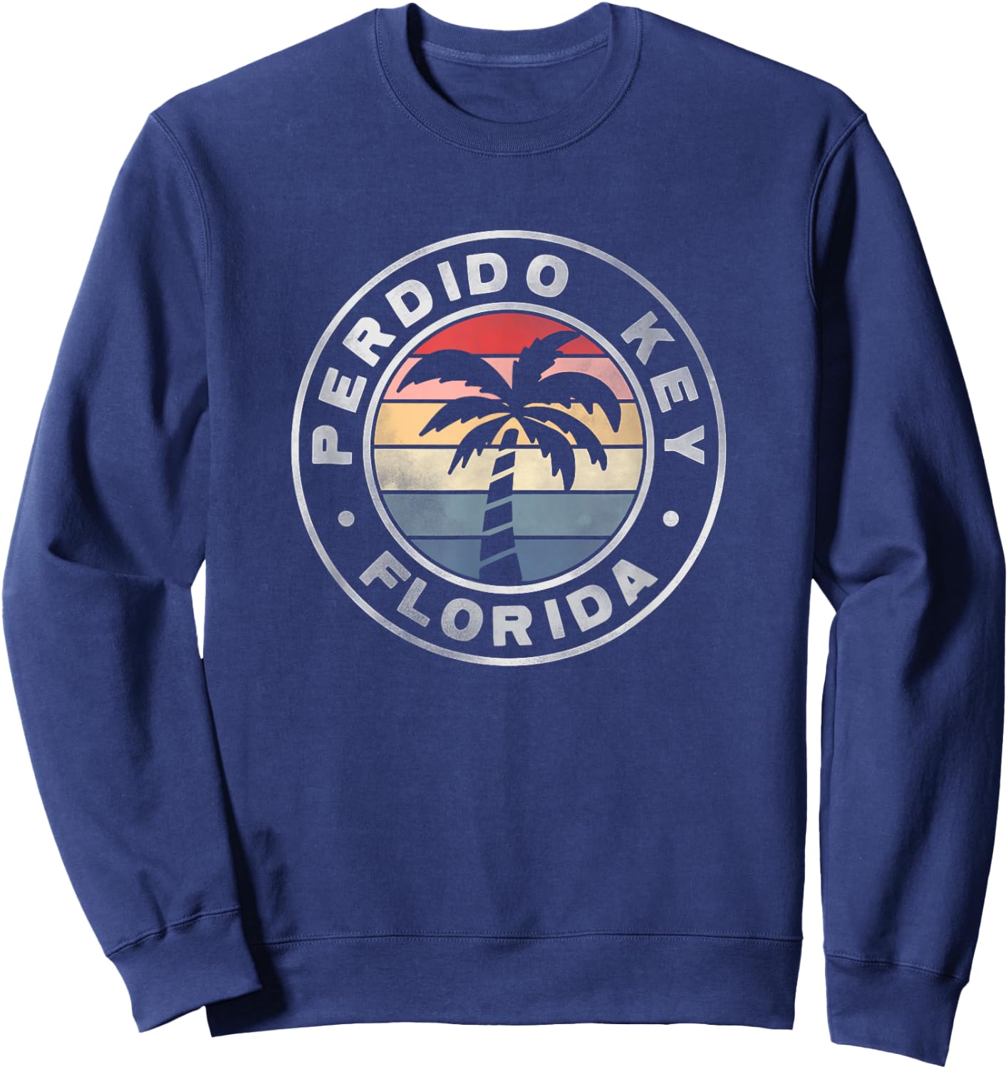 Perdido Key Florida Sunset Palm Trees Beach Retro Sweatshirt - Sweatshirt | Navy