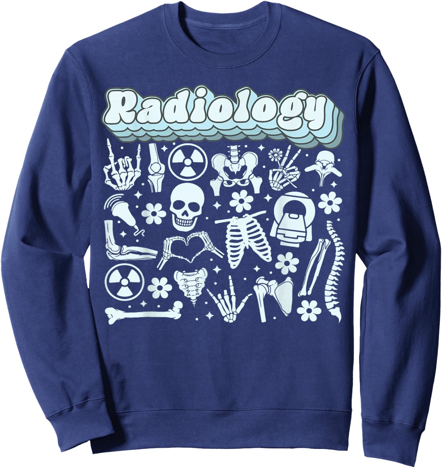 Retro Radiology X-ray Rad Tech Skeleton MRI Tech Graduation Sweatshirt - Sweatshirt | Navy