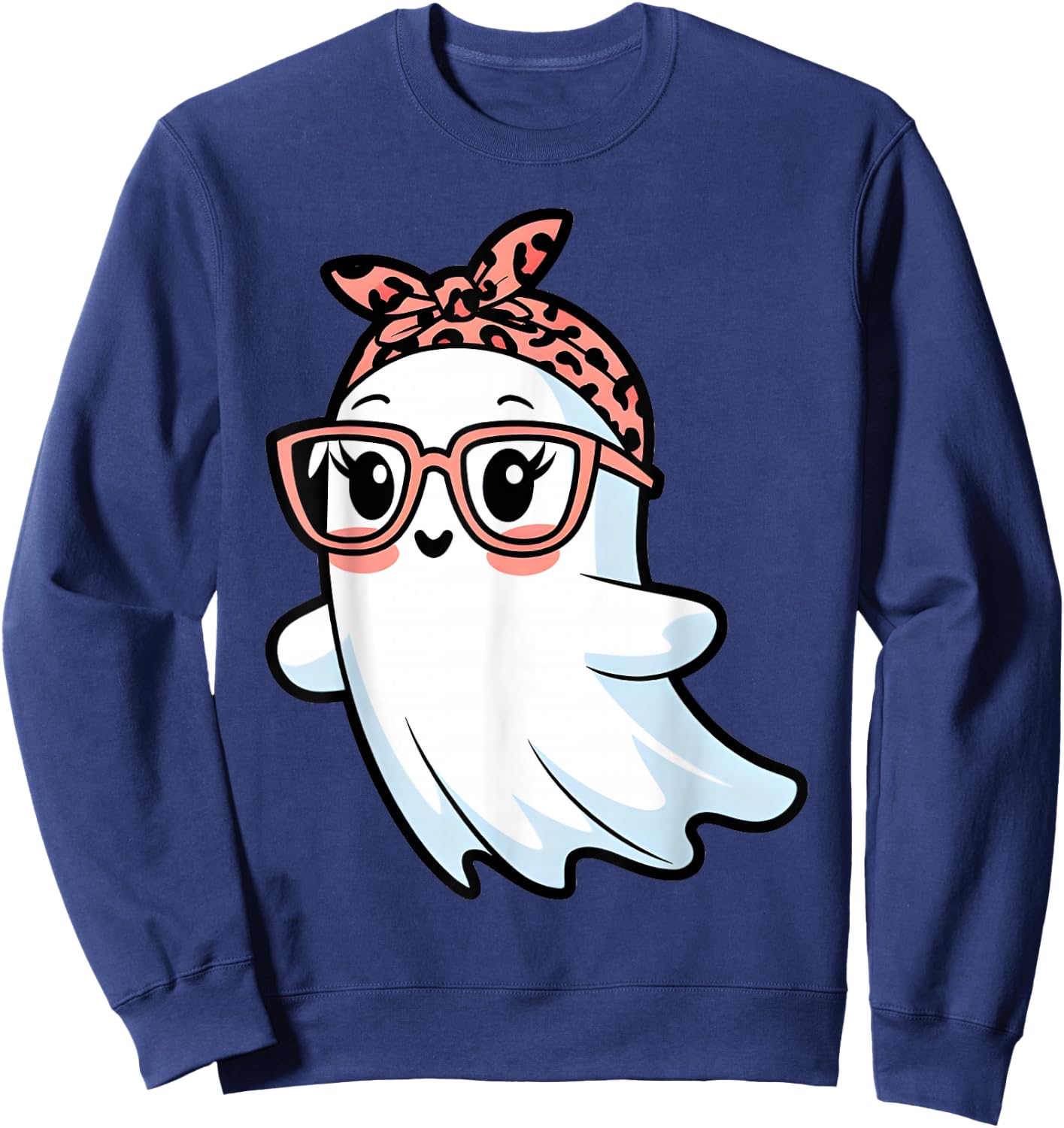 Cute Halloween Ghost Glasses Girl Ghost Costume Eyeglass Sweatshirt - Sweatshirt | Navy