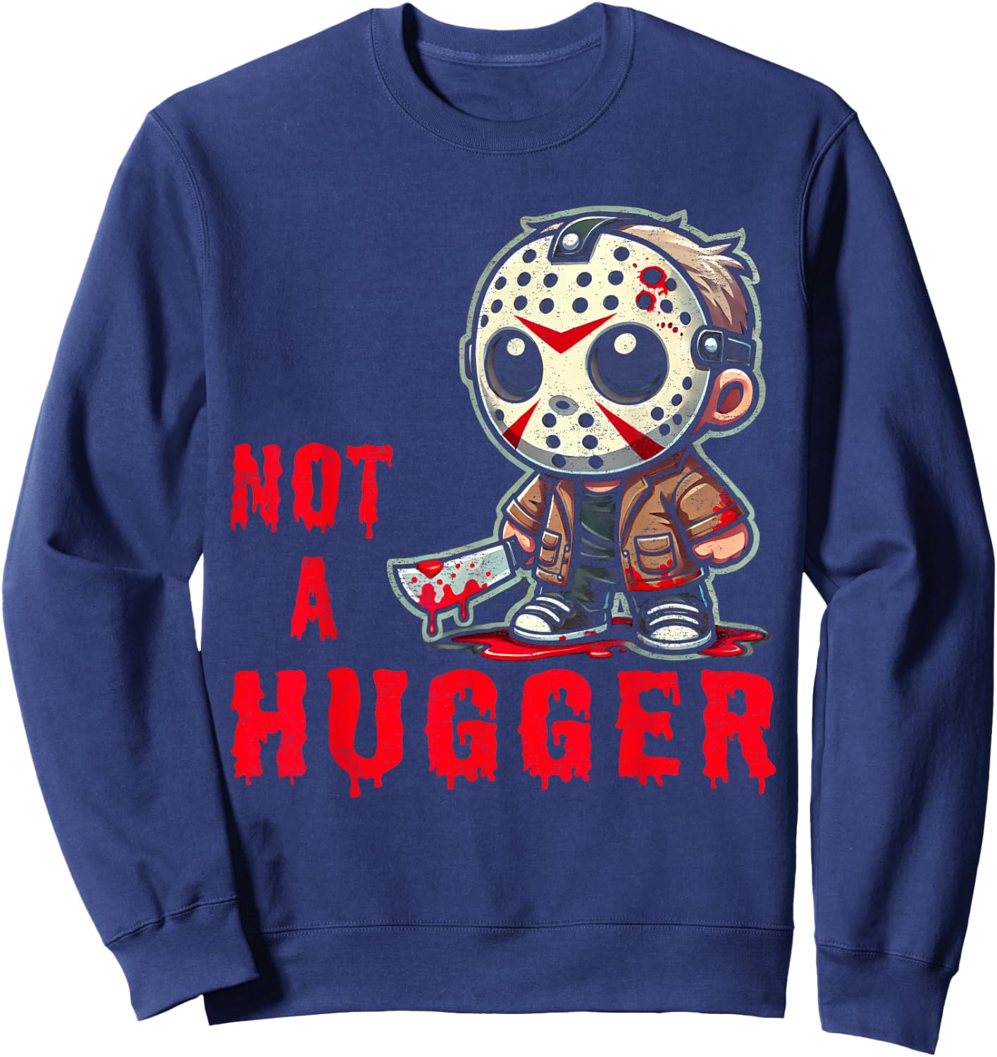 Not Funny Outfits Mask Lovers Adorable Movie Happily Huggers Sweatshirt - Sweatshirt | Navy