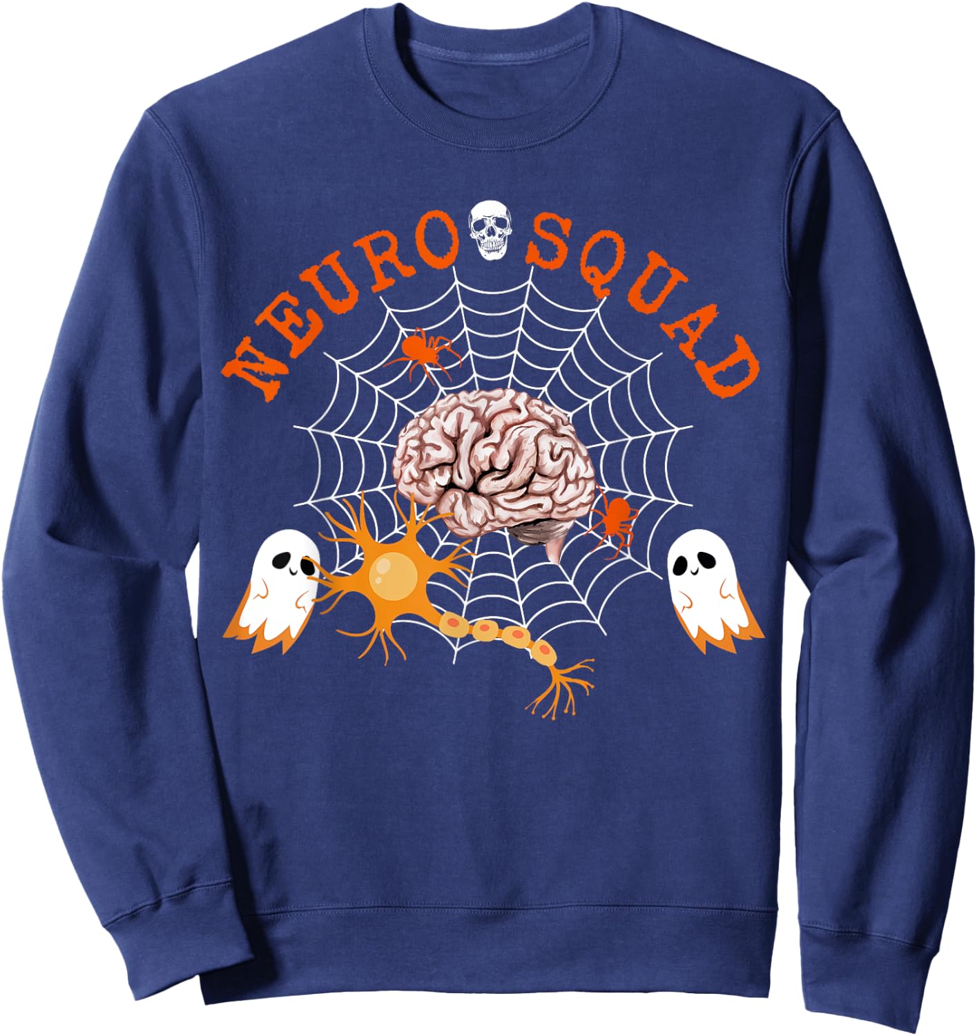Neuro Nurse Squad Brain Anatomy Ghost Neuron Phd Science Sweatshirt - Sweatshirt | Navy