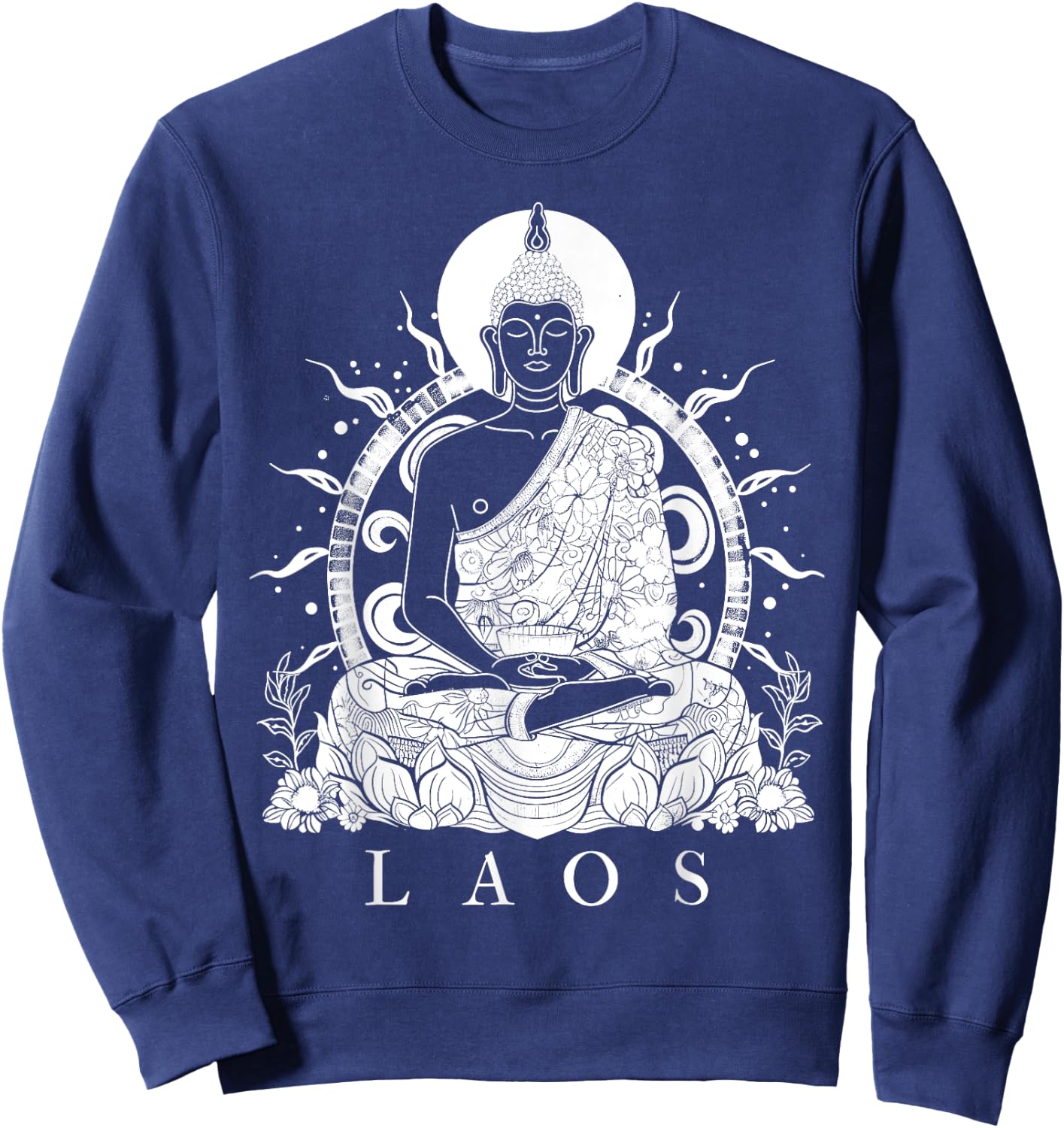 Laos Buddha Vintage Buddhist Souvenir Sweatshirt - Sweatshirt | Navy