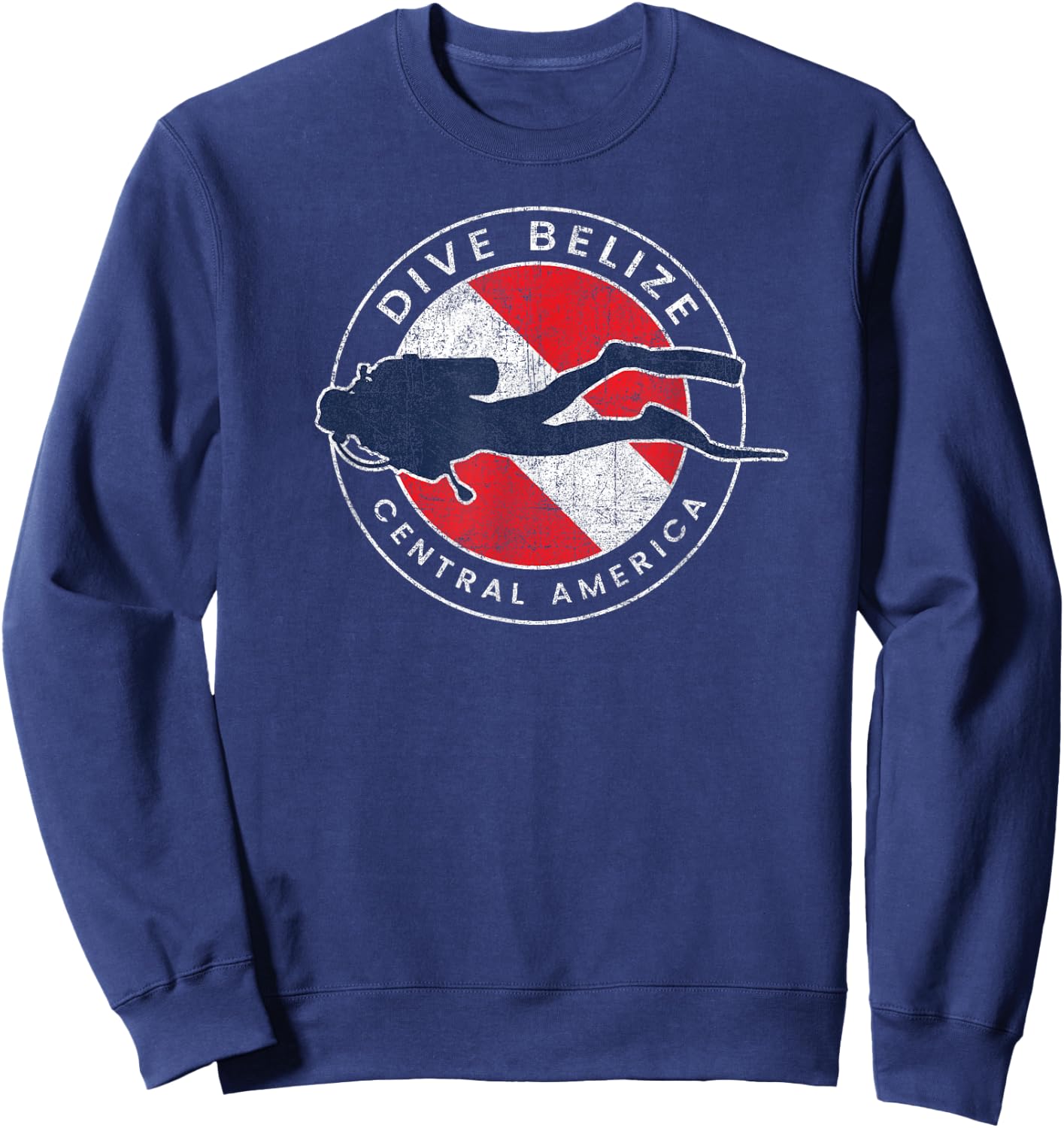Retro Dive Belize Scuba Diver Vintage Dive Flag Sweatshirt - Sweatshirt | Navy