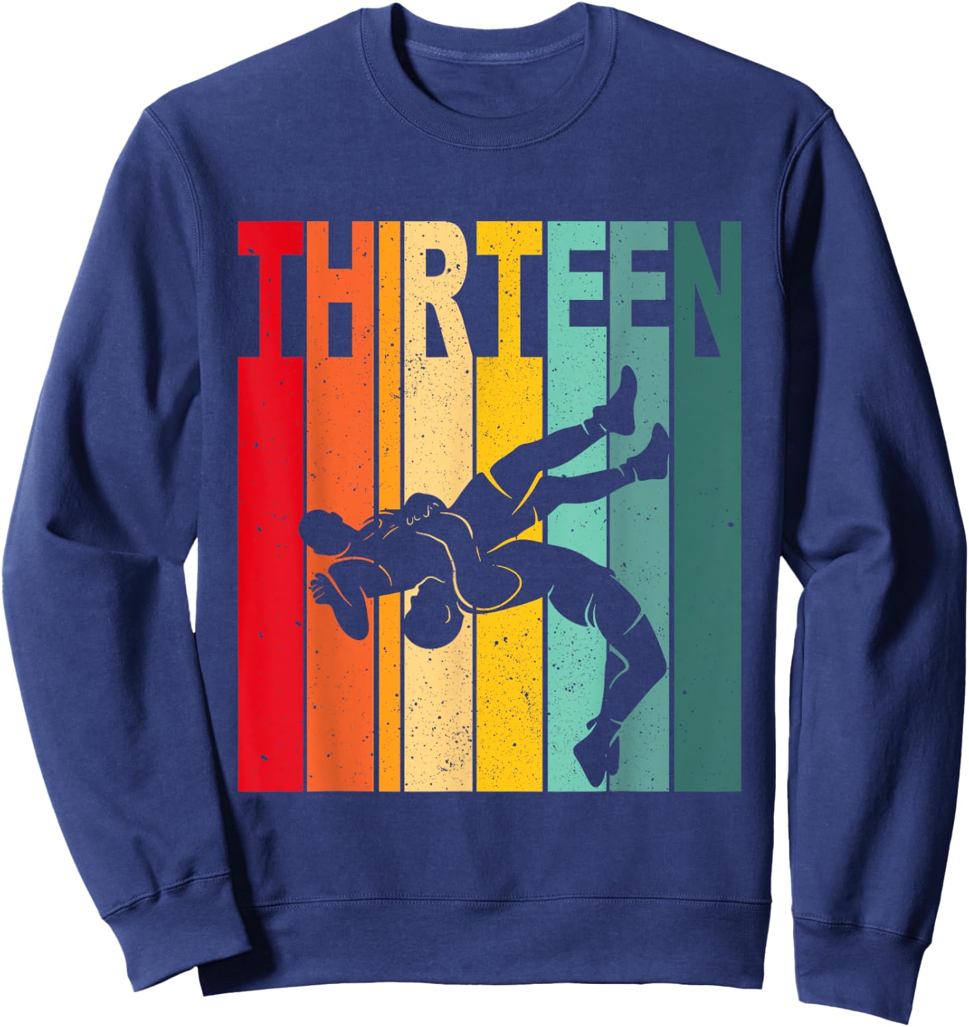 13th Retro Wrestling Theme 13 Year Old Kids Birthday Sweatshirt - Sweatshirt | Navy
