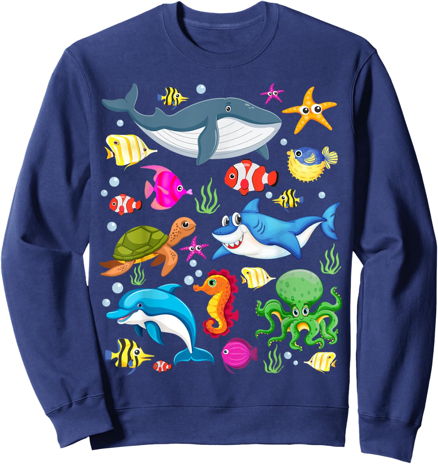 Cute Ocean Creatures Clownfish Sea Animals Kids Children Sweatshirt - Sweatshirt | Navy