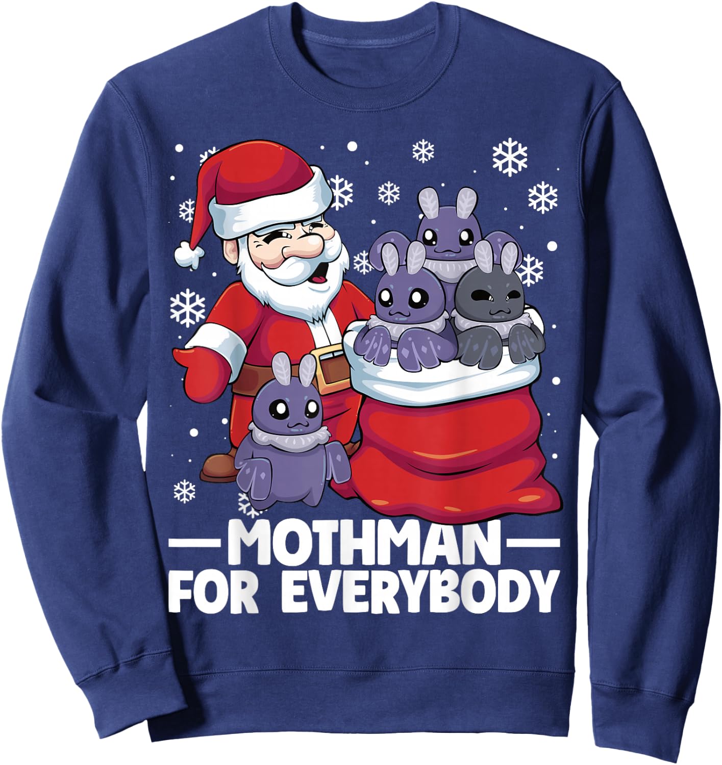 Mothman For Everybody Santa Christmas Mothman Funny Sweatshirt - Sweatshirt | Navy