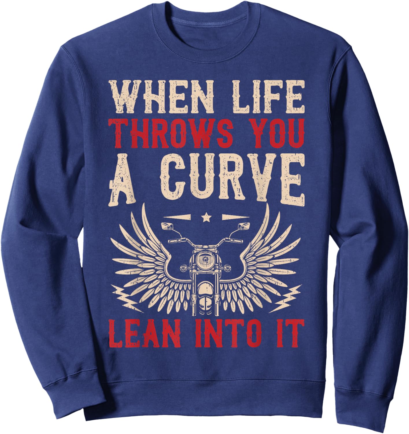 Funny Biker Art Women Motorcycle Motorbike Rider Sweatshirt - Sweatshirt | Navy