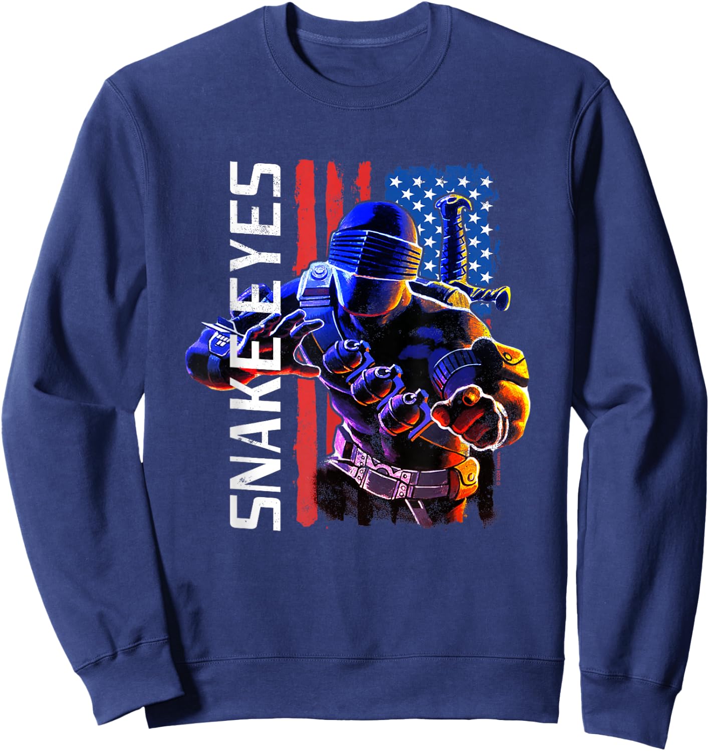 G.I. Joe Americana Snake Eyes Vintage Big Chest Poster Sweatshirt - Sweatshirt | Navy