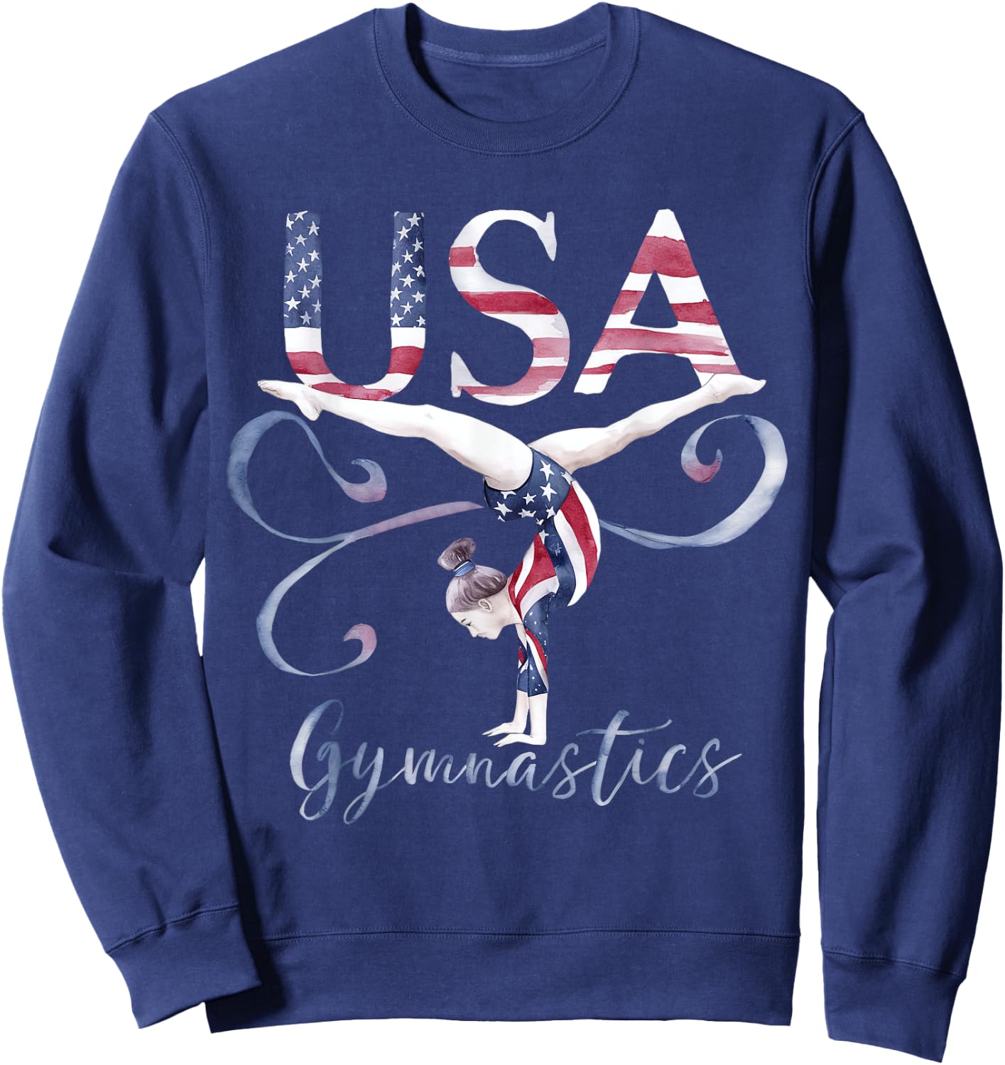 Gymnastics Patriotic USA Gymnast American Pride Women Girls Sweatshirt - Sweatshirt | Navy