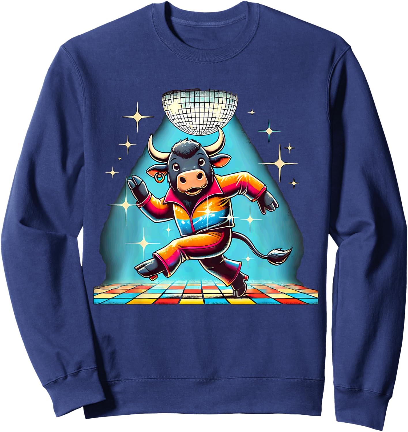 Aesthetic Ox Bull Disco Sweatshirt - Sweatshirt | Navy